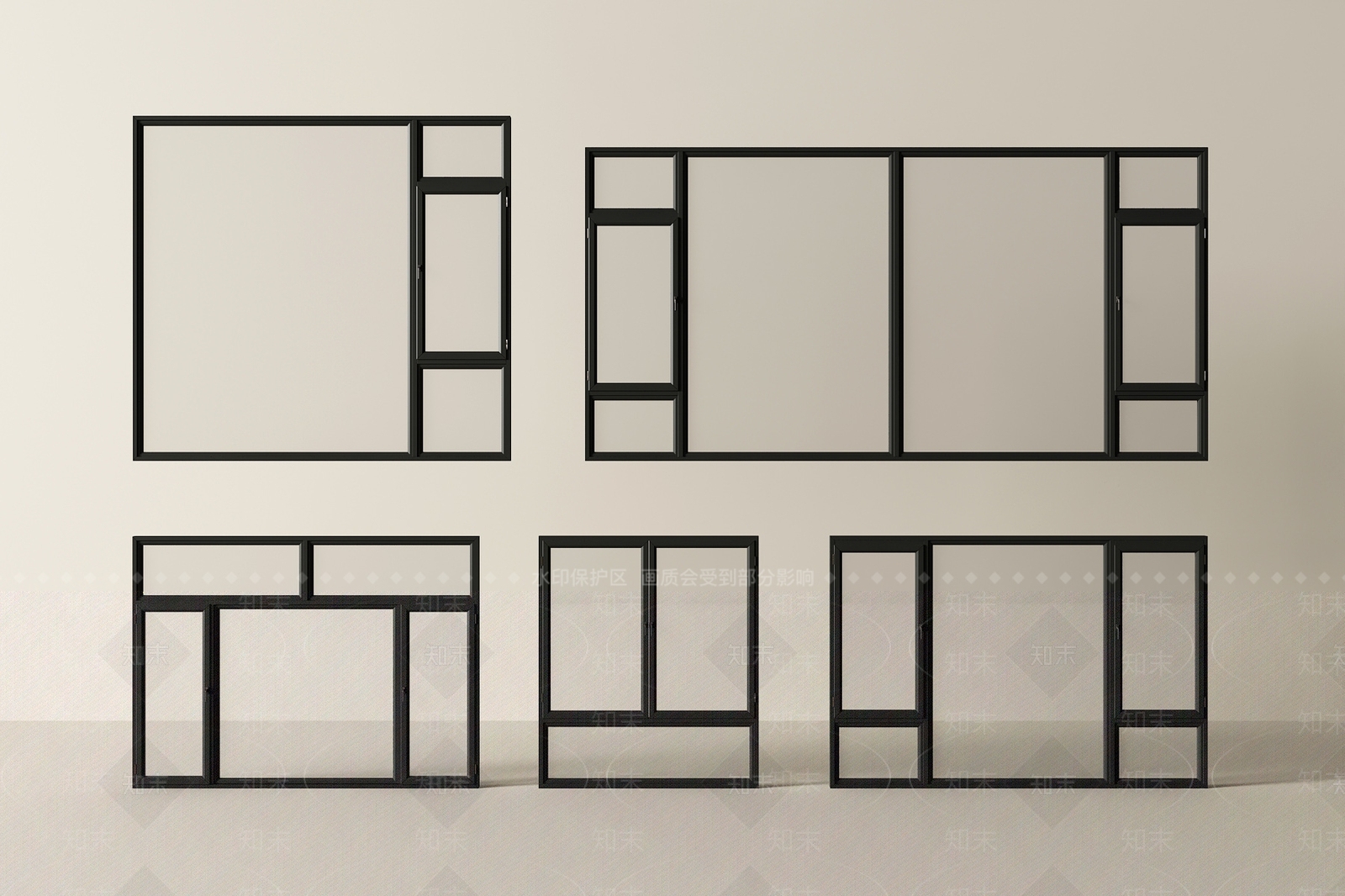 现代平开窗SU模型下载【ID:1201480190】