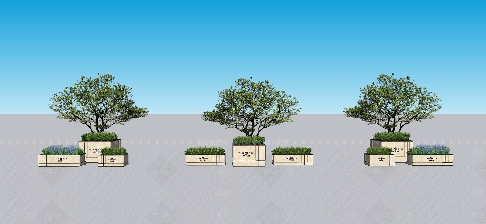 现代极简花钵花器SU模型下载【ID:1201480201】