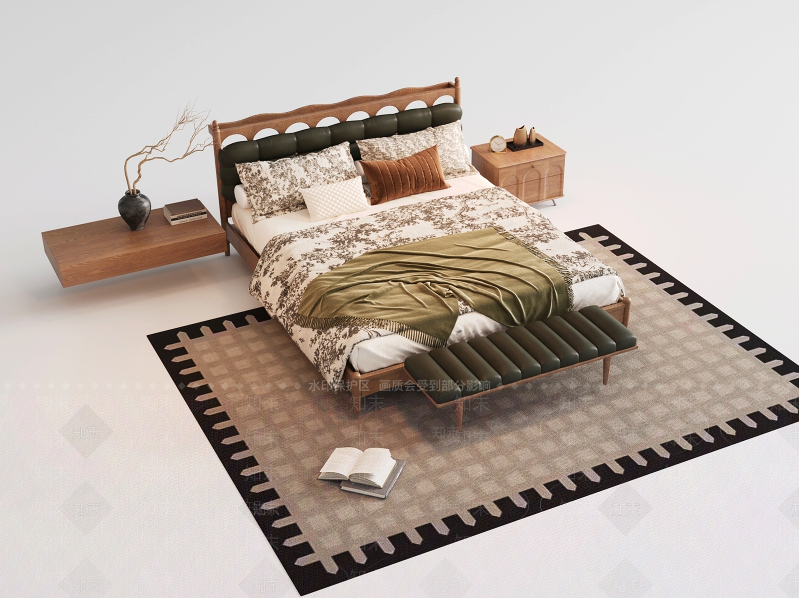 法式中古双人床3D模型下载【ID:1201481518】