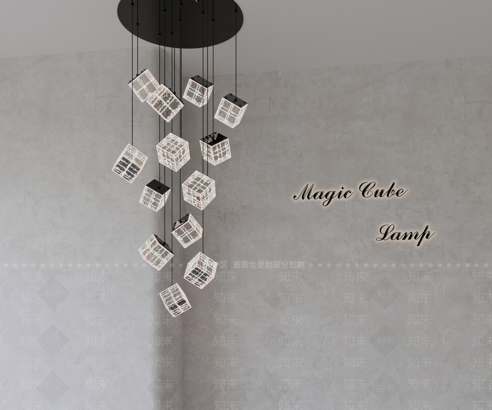 现代意式楼梯吊灯3D模型下载【ID:1201481710】