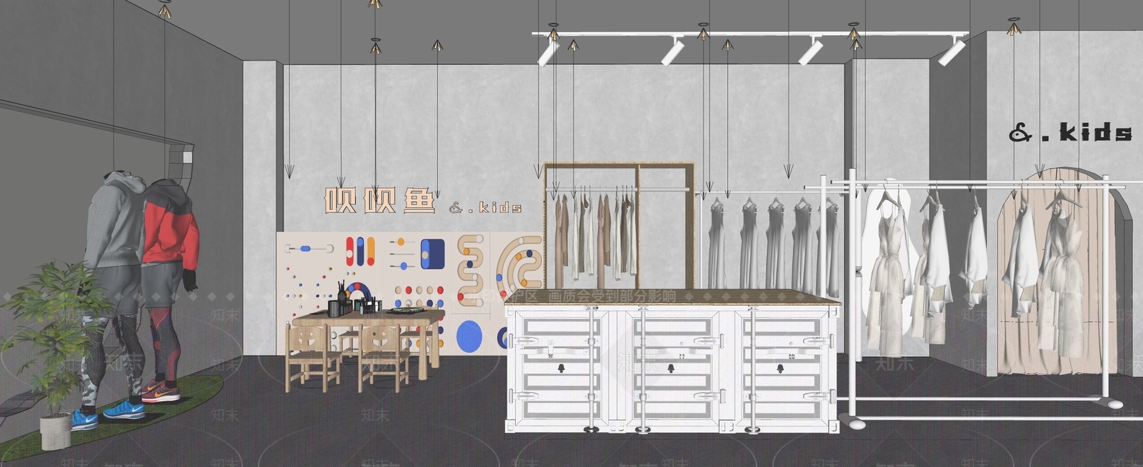 原木奶油服装店SU模型下载【ID:1201481982】