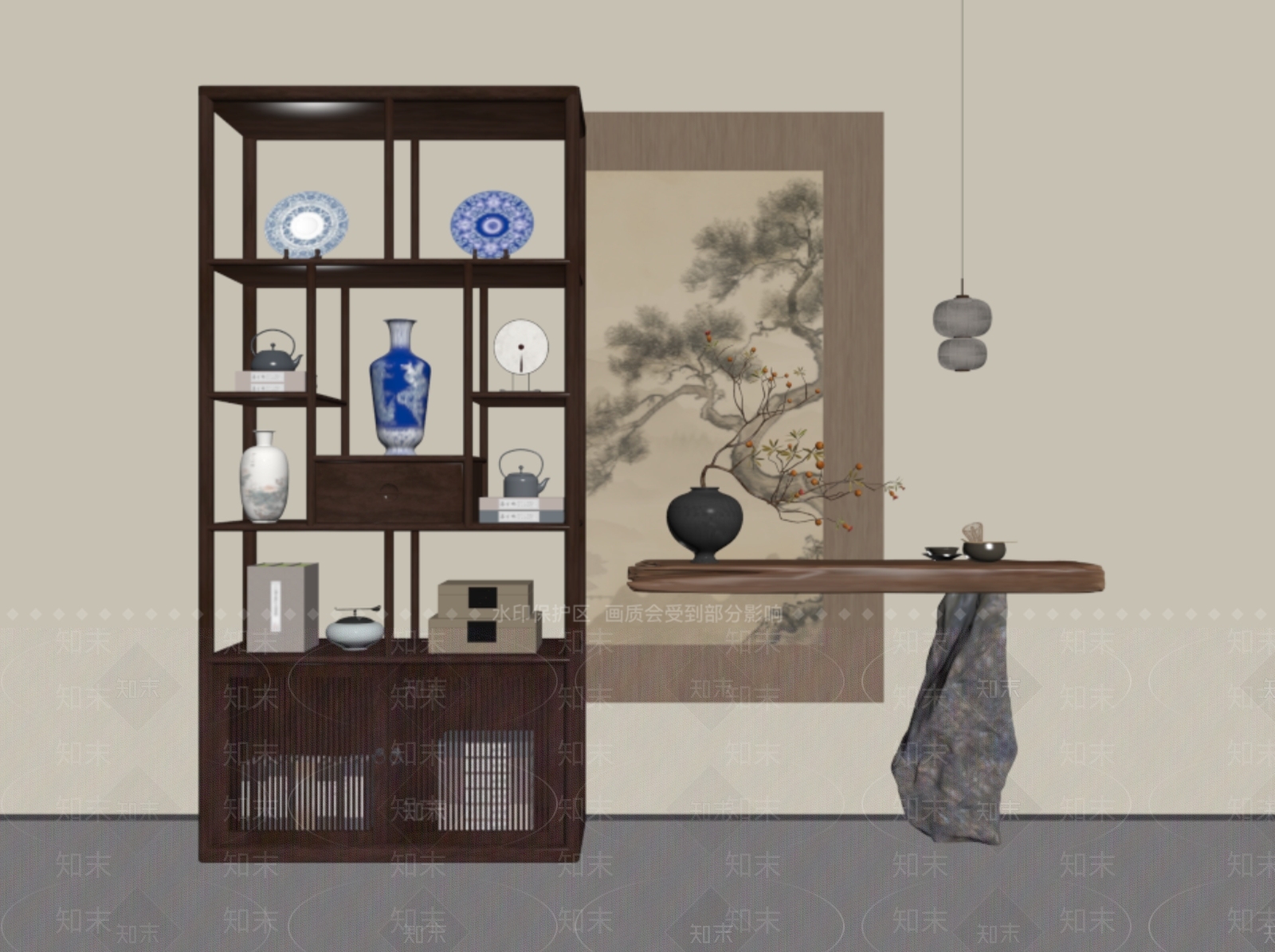 新中式玄关SU模型下载【ID:1201481969】