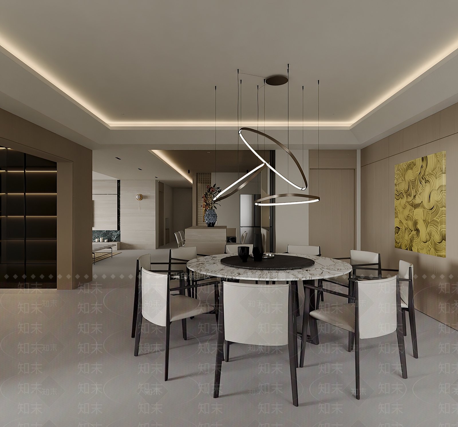 新中式家居餐厅3D模型下载【ID:1201482431】