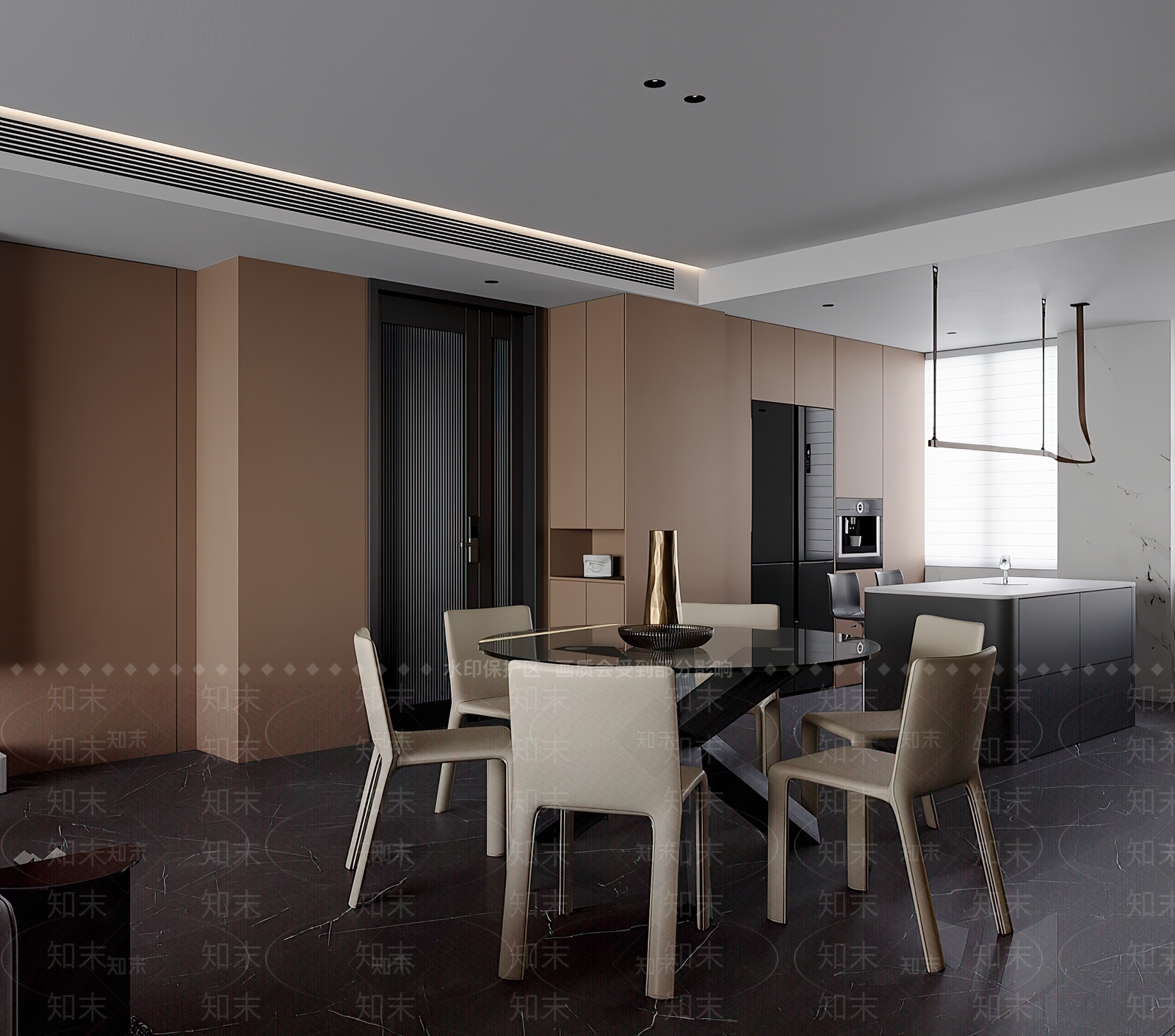 现代极简家居餐厅3D模型下载【ID:1201482990】