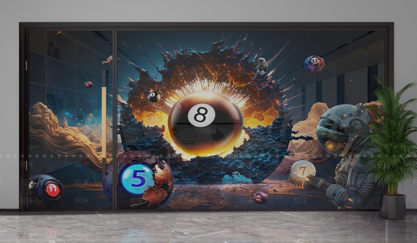 现代隔断3D模型下载【ID:1201485050】