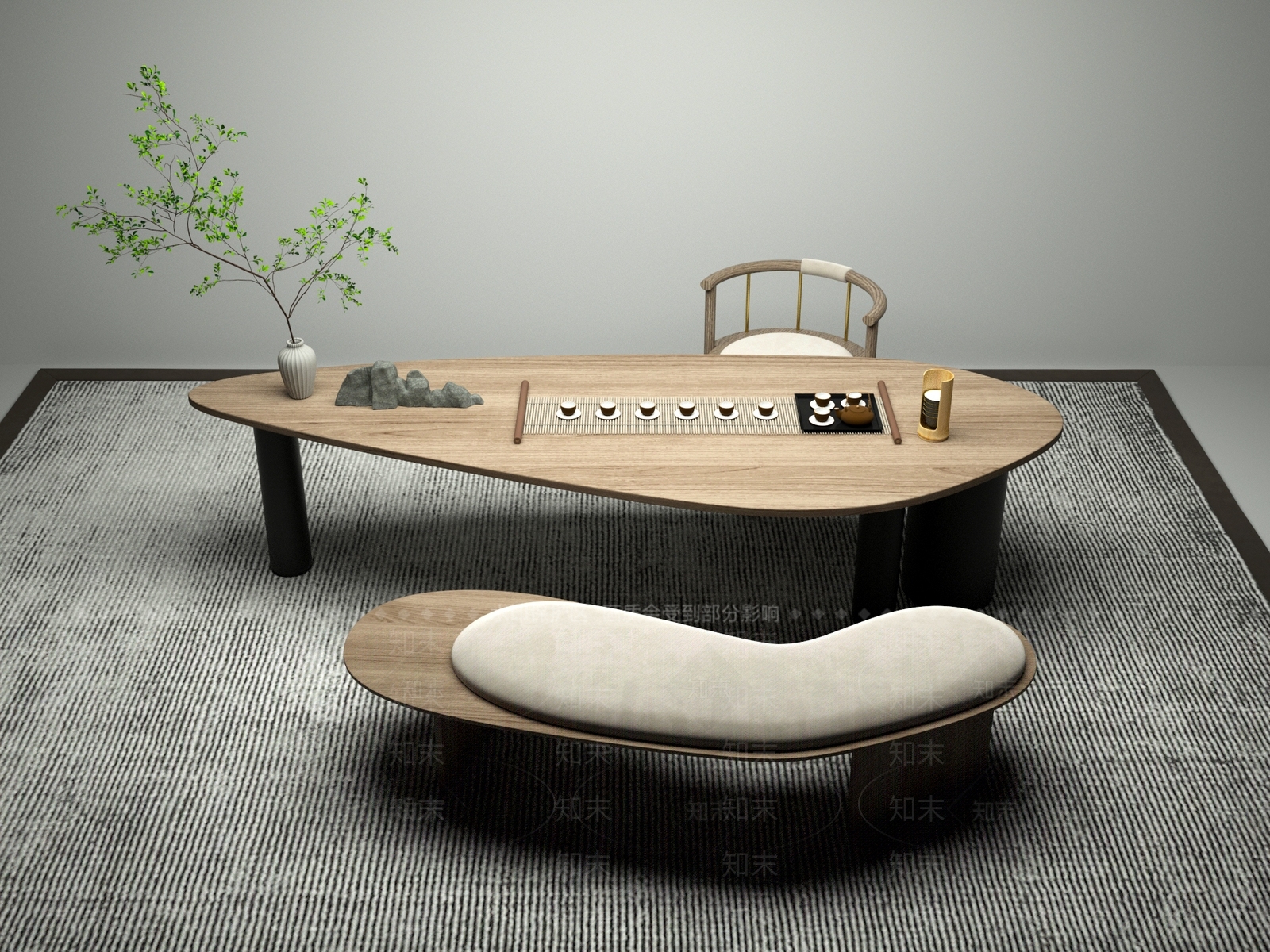 新中式中式茶桌椅3D模型下载【ID:1201487096】