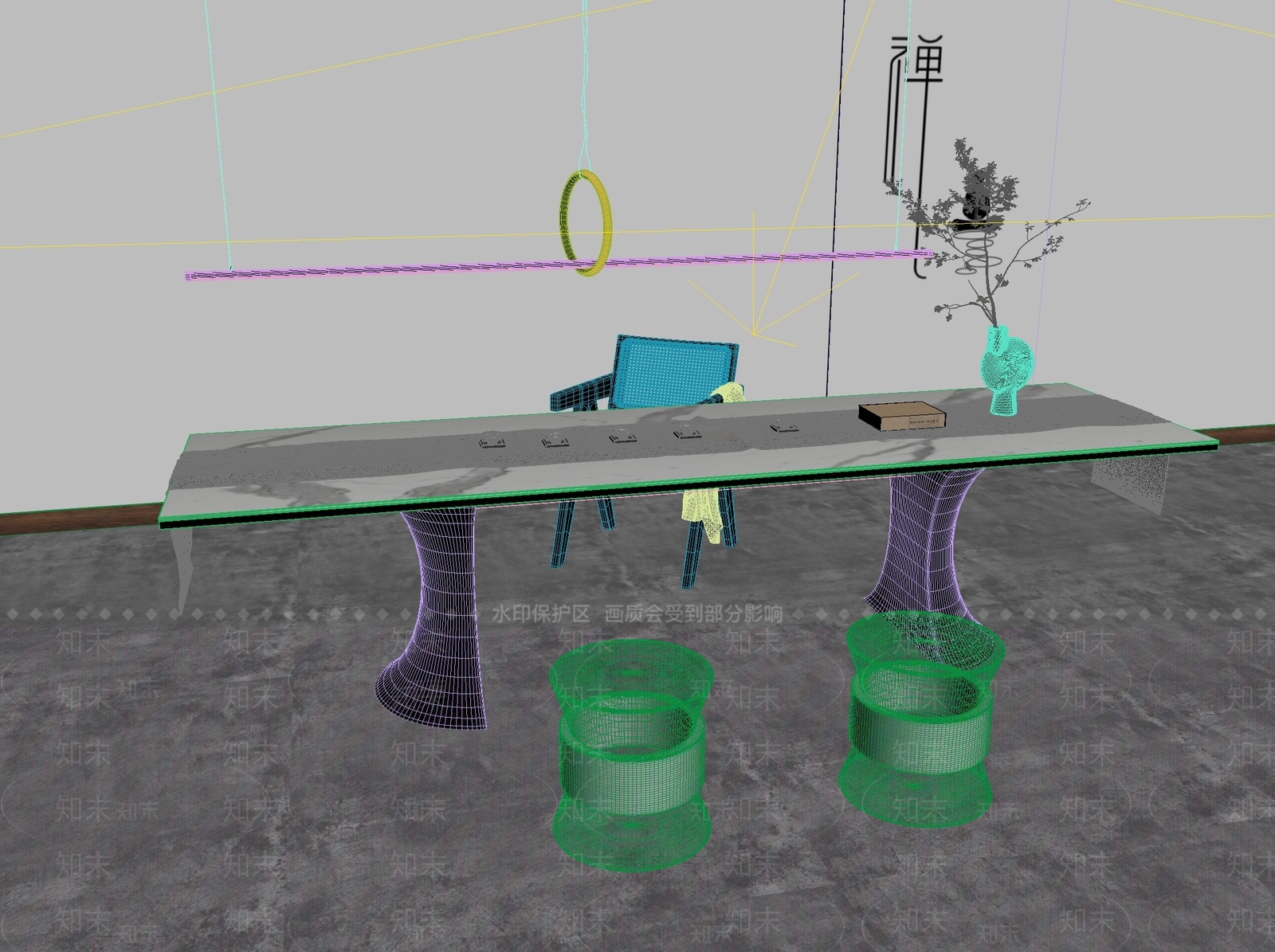 新中式中式茶桌椅3D模型下载【ID:1201487788】