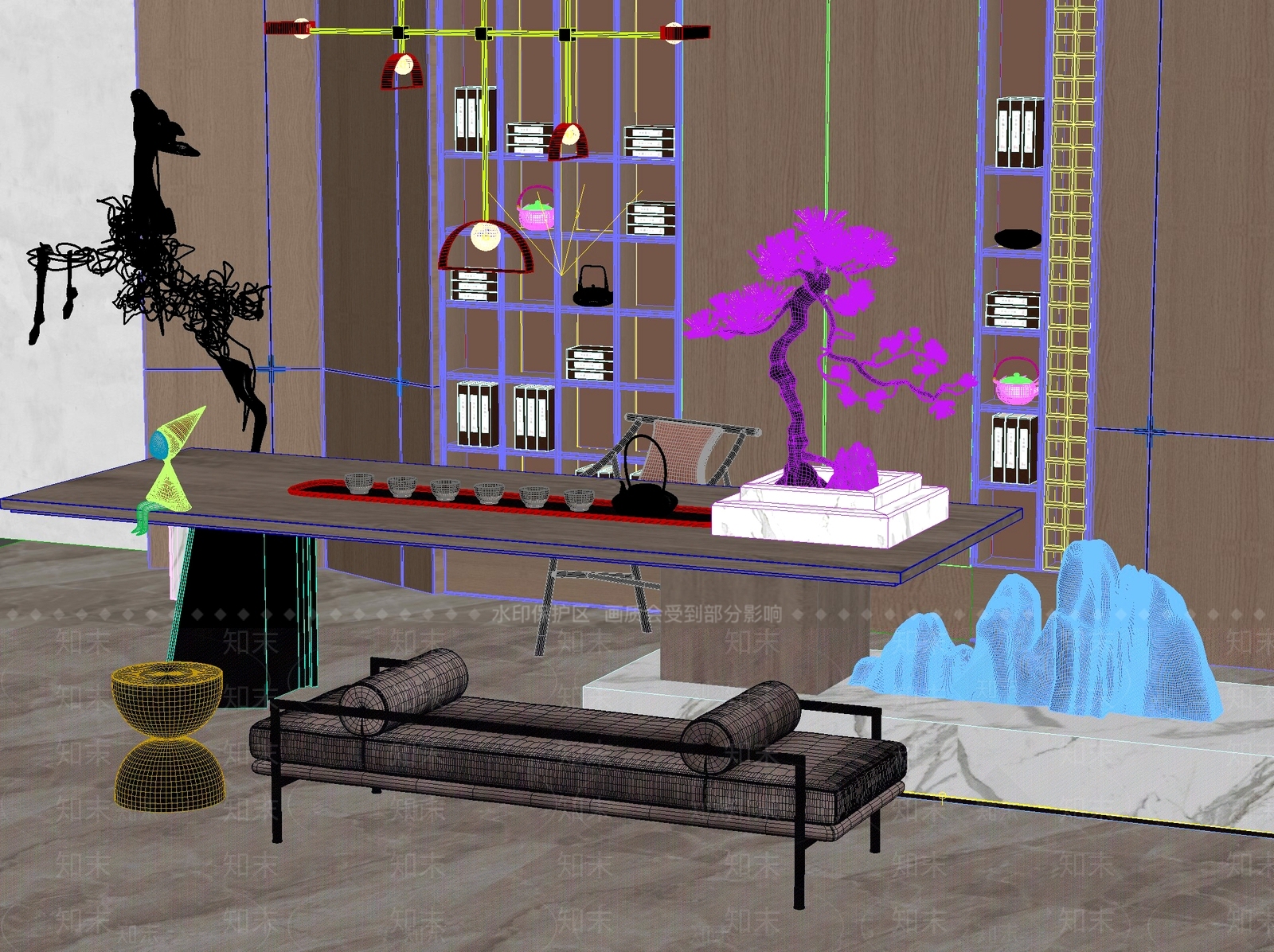 新中式中式茶桌椅3D模型下载【ID:1201488166】
