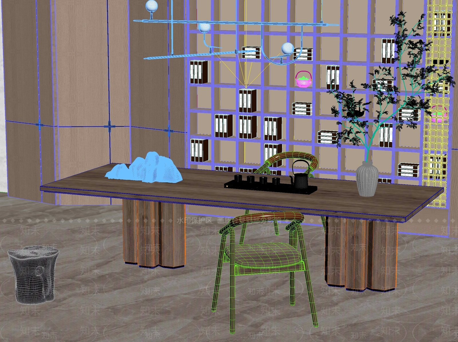 新中式中式茶桌椅3D模型下载【ID:1201488433】