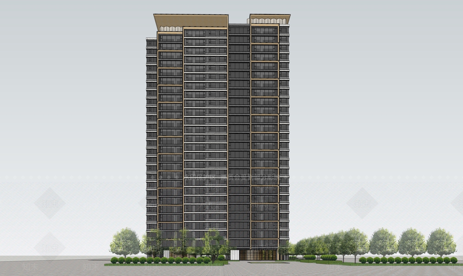 现代高层住宅SU模型下载【ID:1201490340】