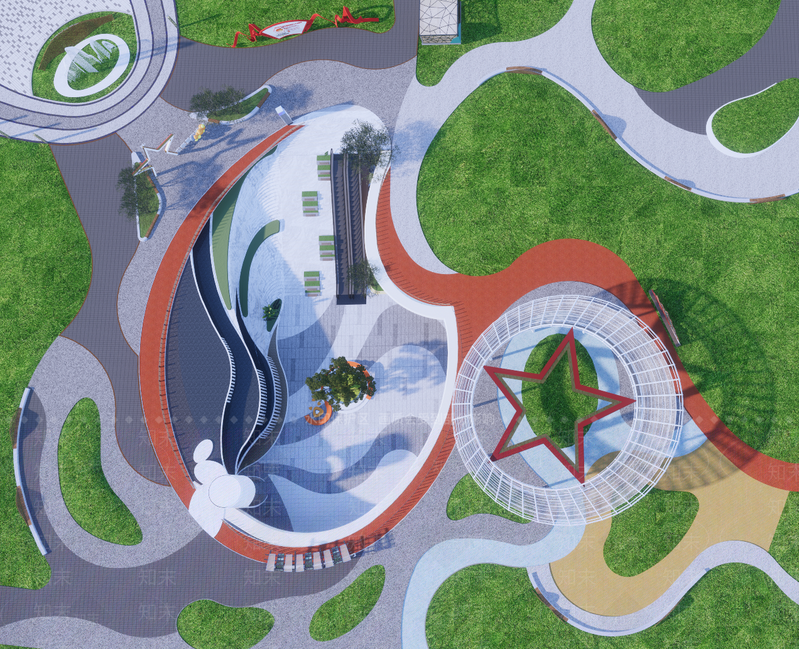 现代景观公园SU模型下载【ID:1201490577】