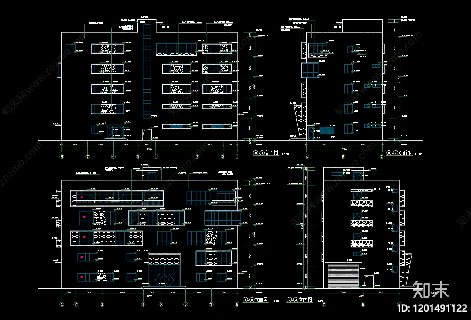 现代办公楼建筑cad施工图下载【ID:1201491122】