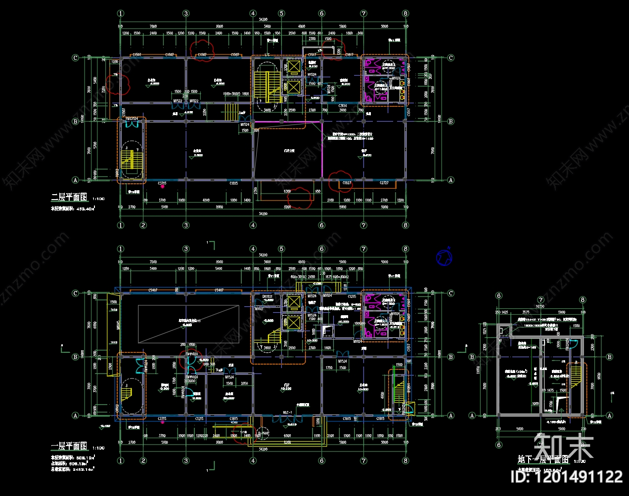 现代办公楼建筑cad施工图下载【ID:1201491122】