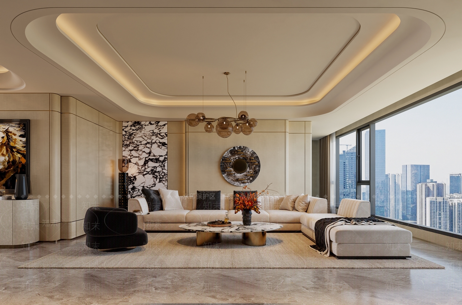 意式轻奢家居客厅3D模型下载【ID:1201492455】