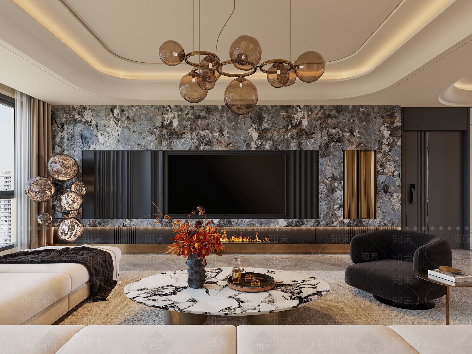 轻奢意式家居客厅3D模型下载【ID:1201492419】