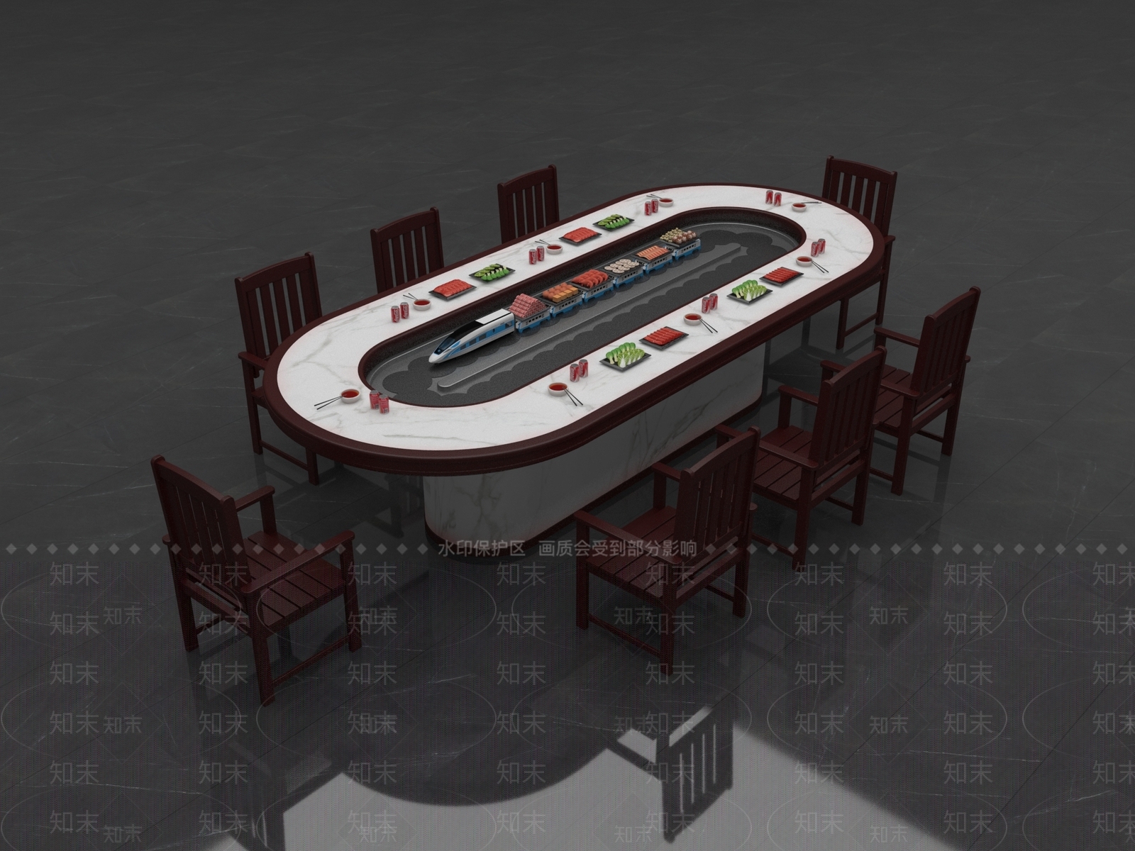 现代餐桌3D模型下载【ID:1201492539】