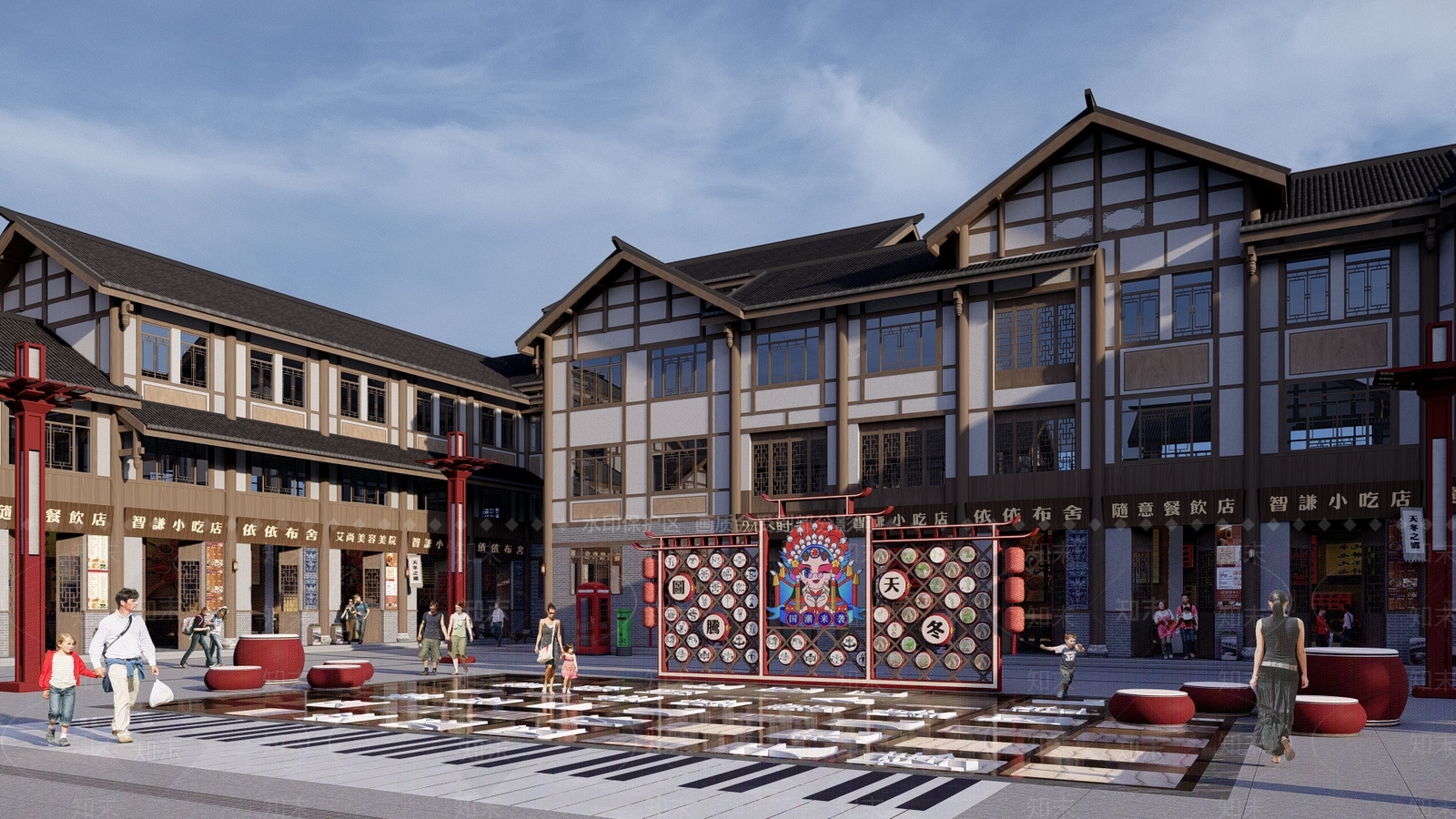 新中式古建筑SU模型下载【ID:1201492843】