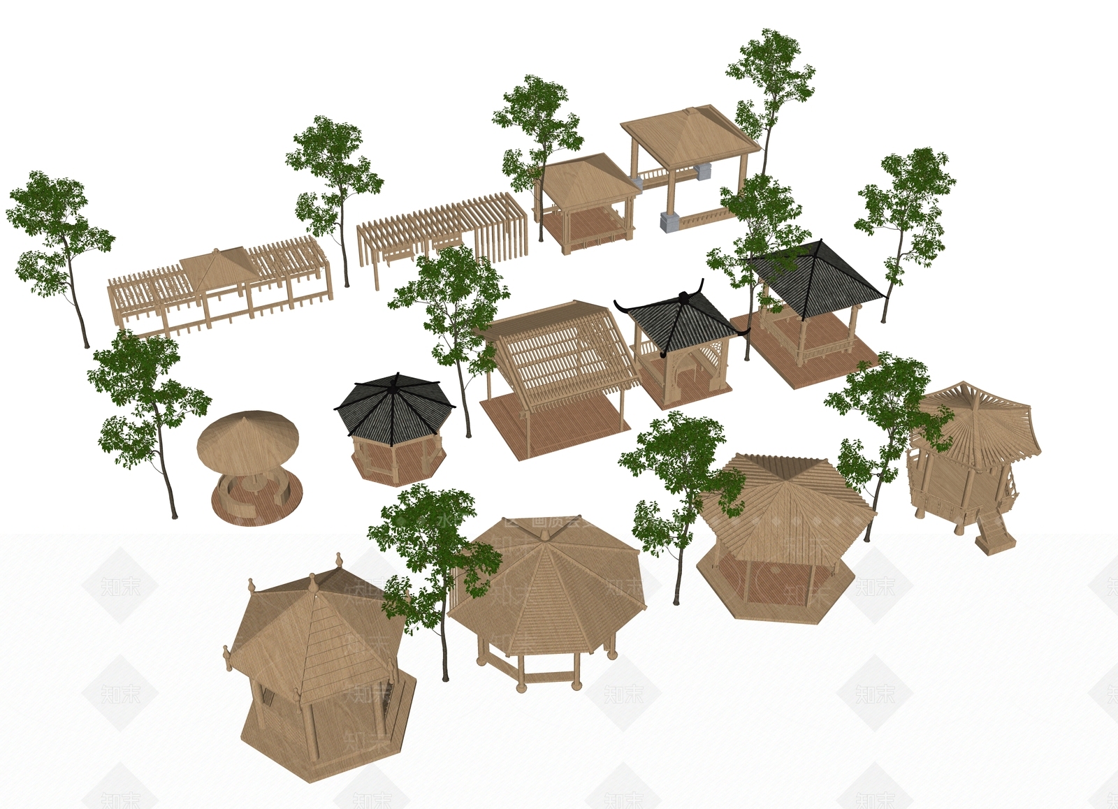 中式亭子SU模型下载【ID:1201492828】