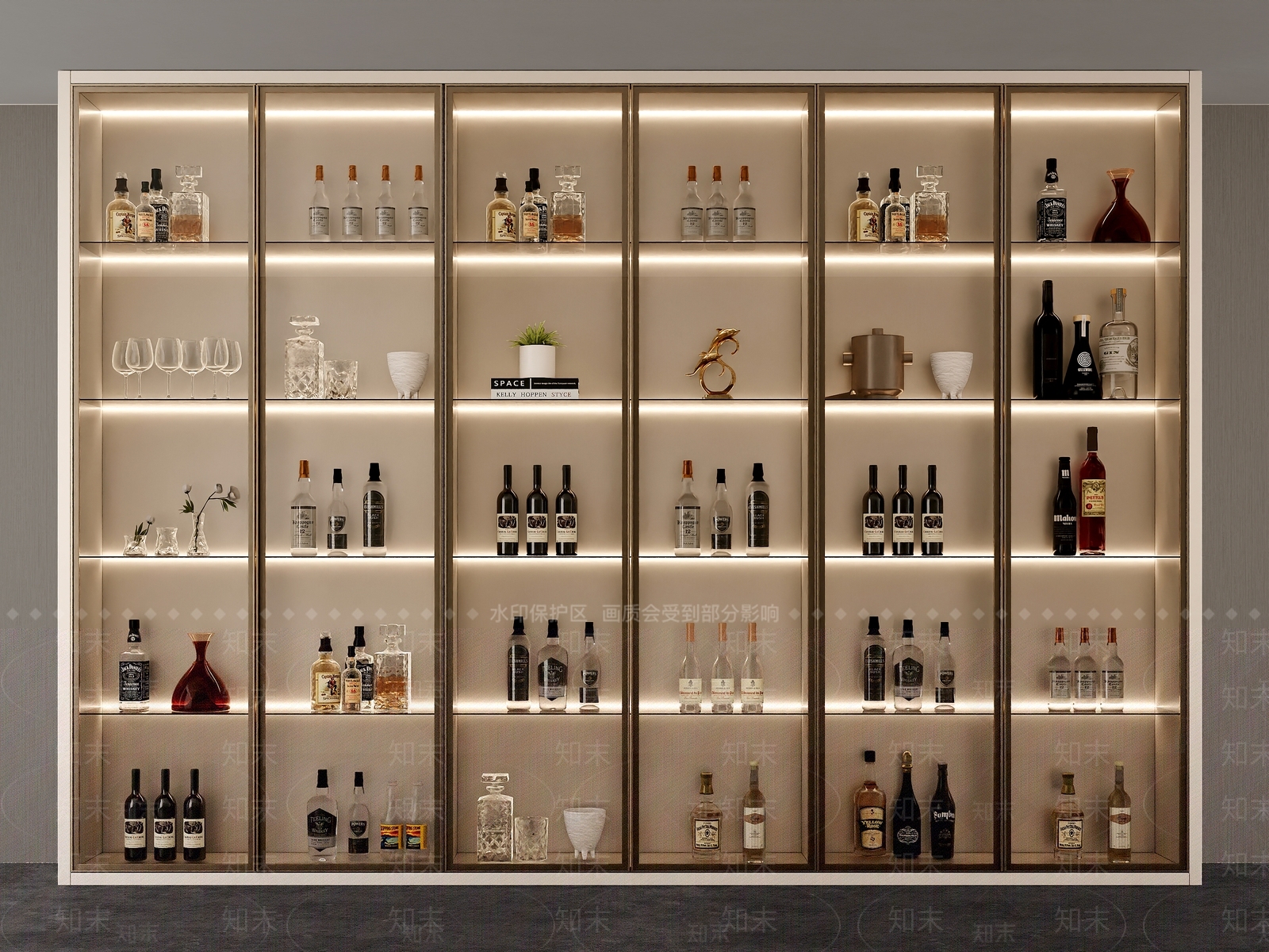 现代意式酒柜3D模型下载【ID:1201493430】