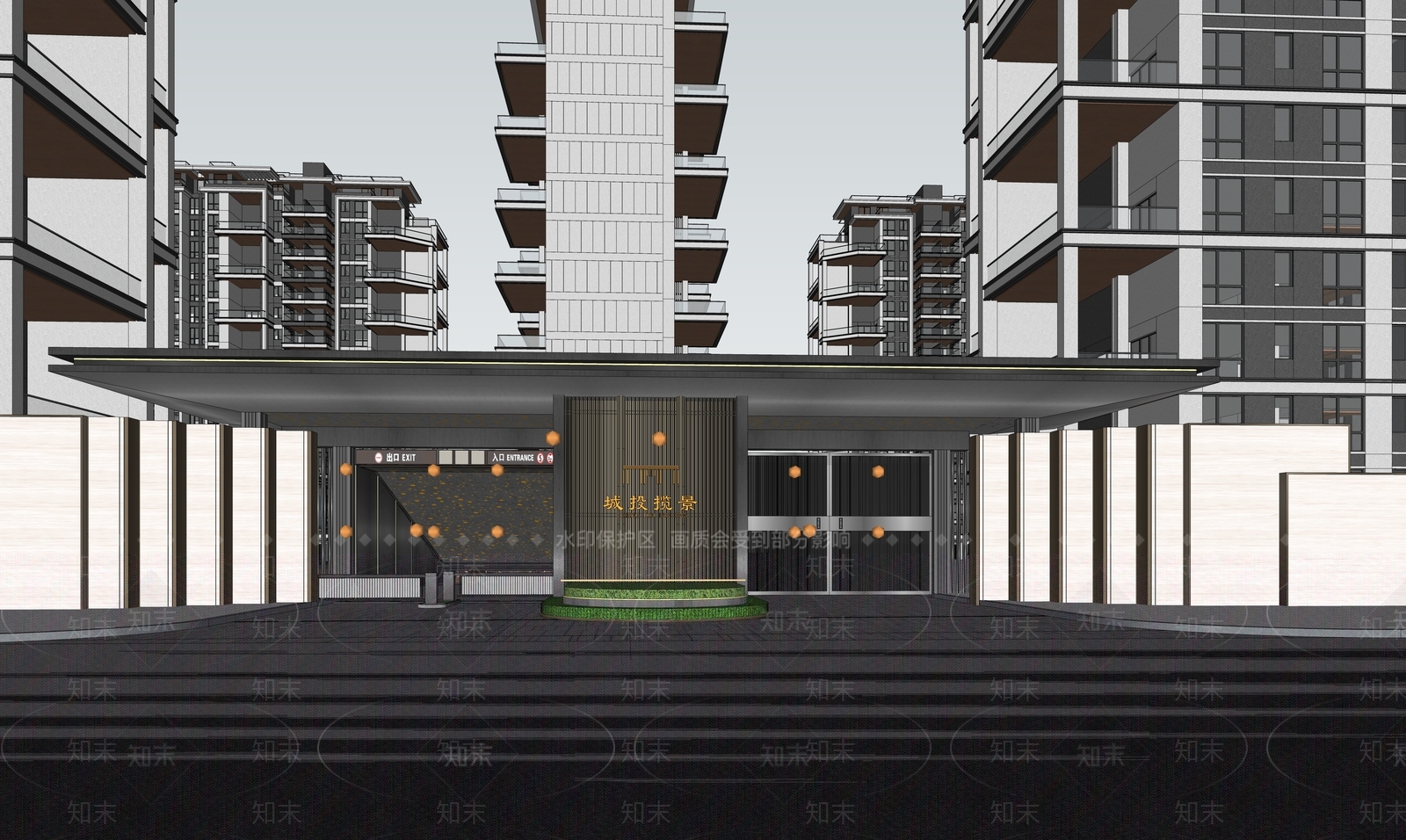 现代小区建筑SU模型下载【ID:1201493298】