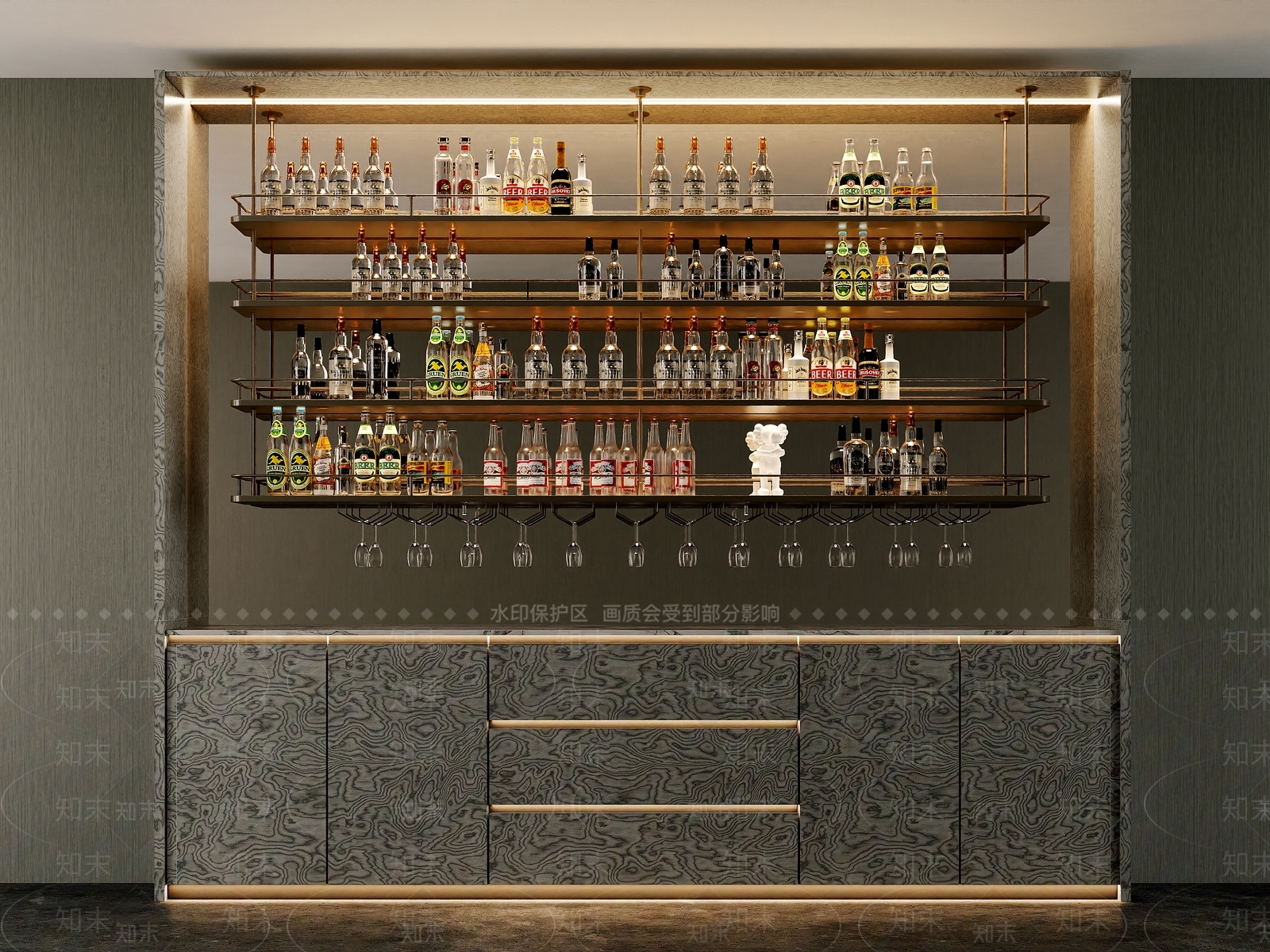 现代意式酒柜3D模型下载【ID:1201493999】