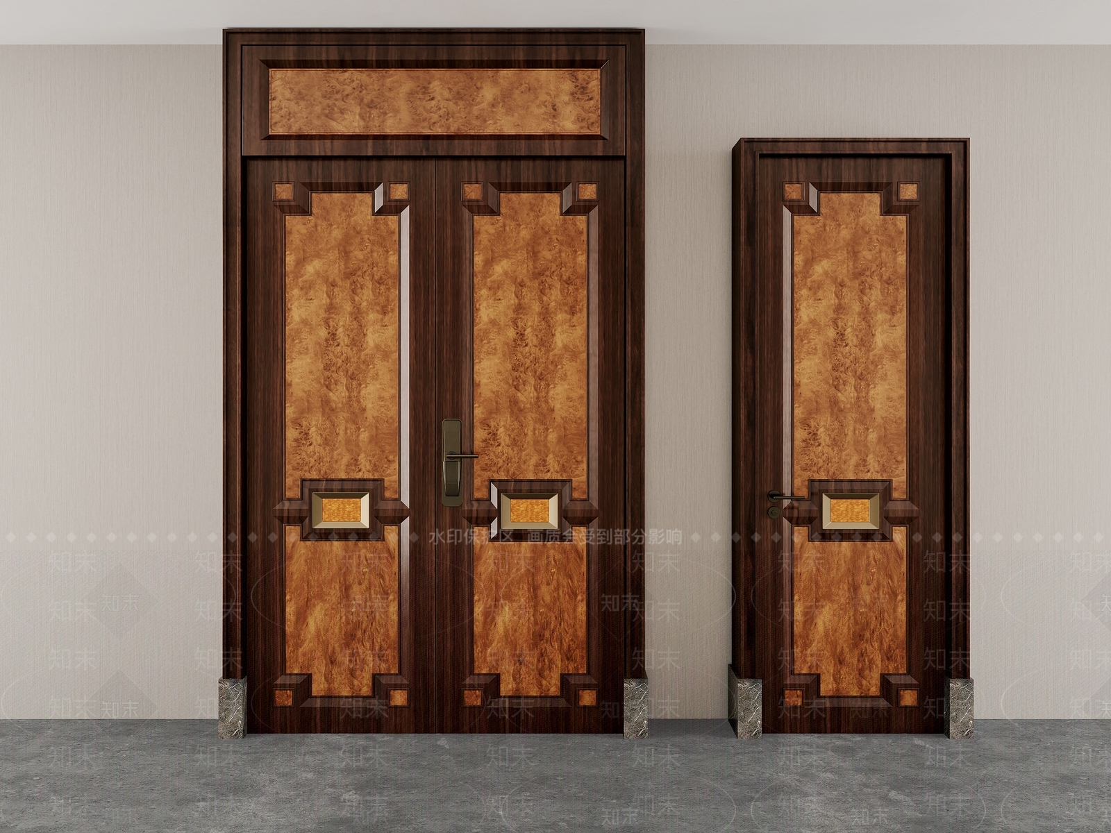 中式新中式双开门3D模型下载【ID:1201494191】