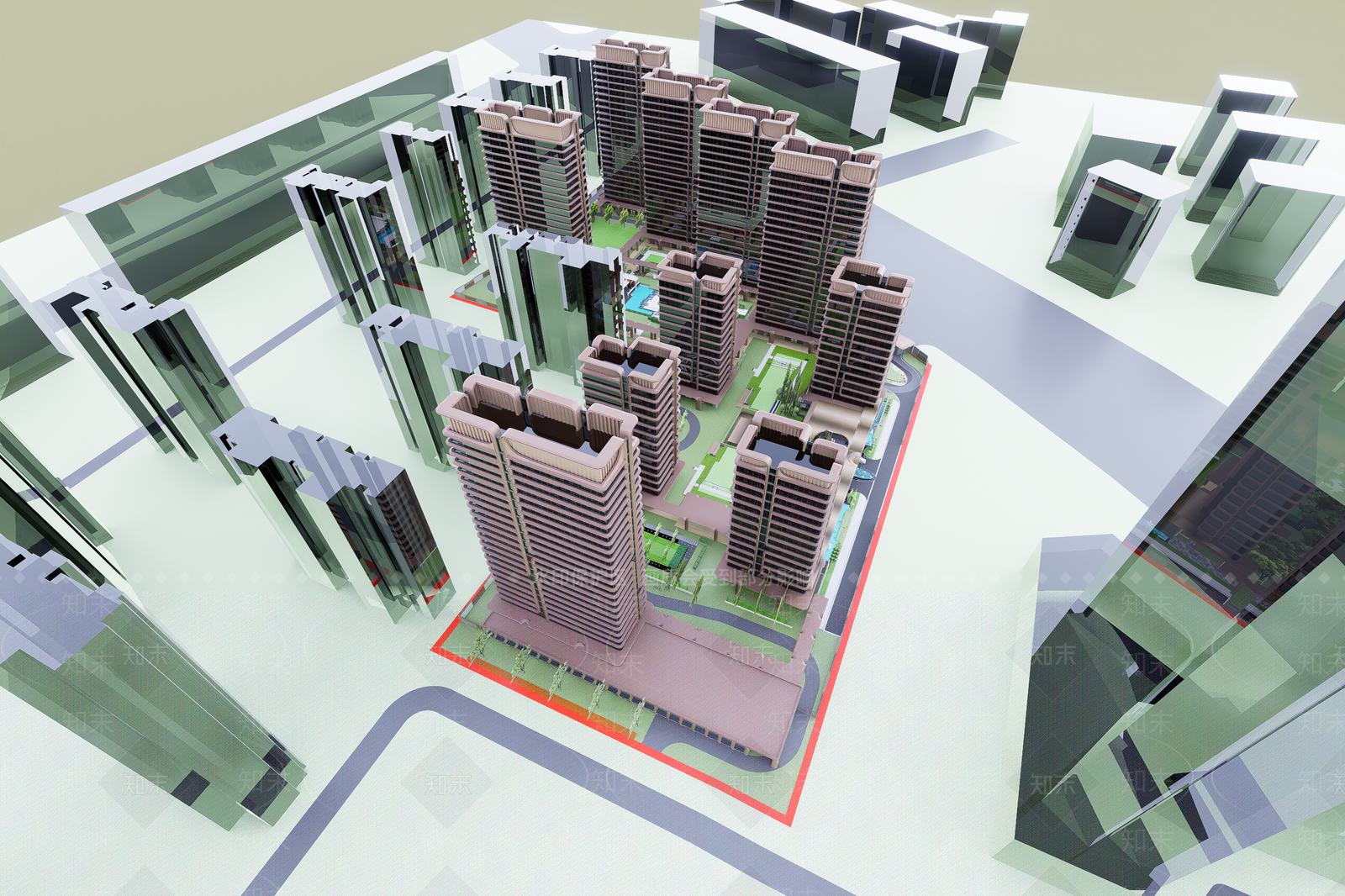 现代小区建筑SU模型下载【ID:1201493525】