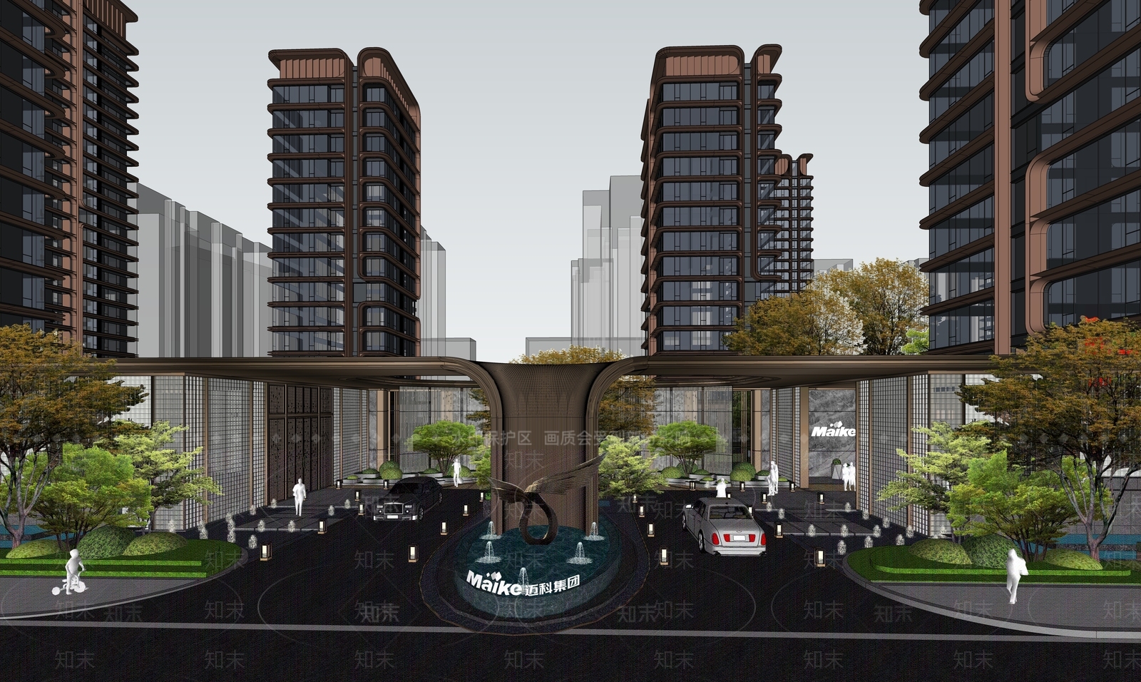 现代小区建筑SU模型下载【ID:1201493525】