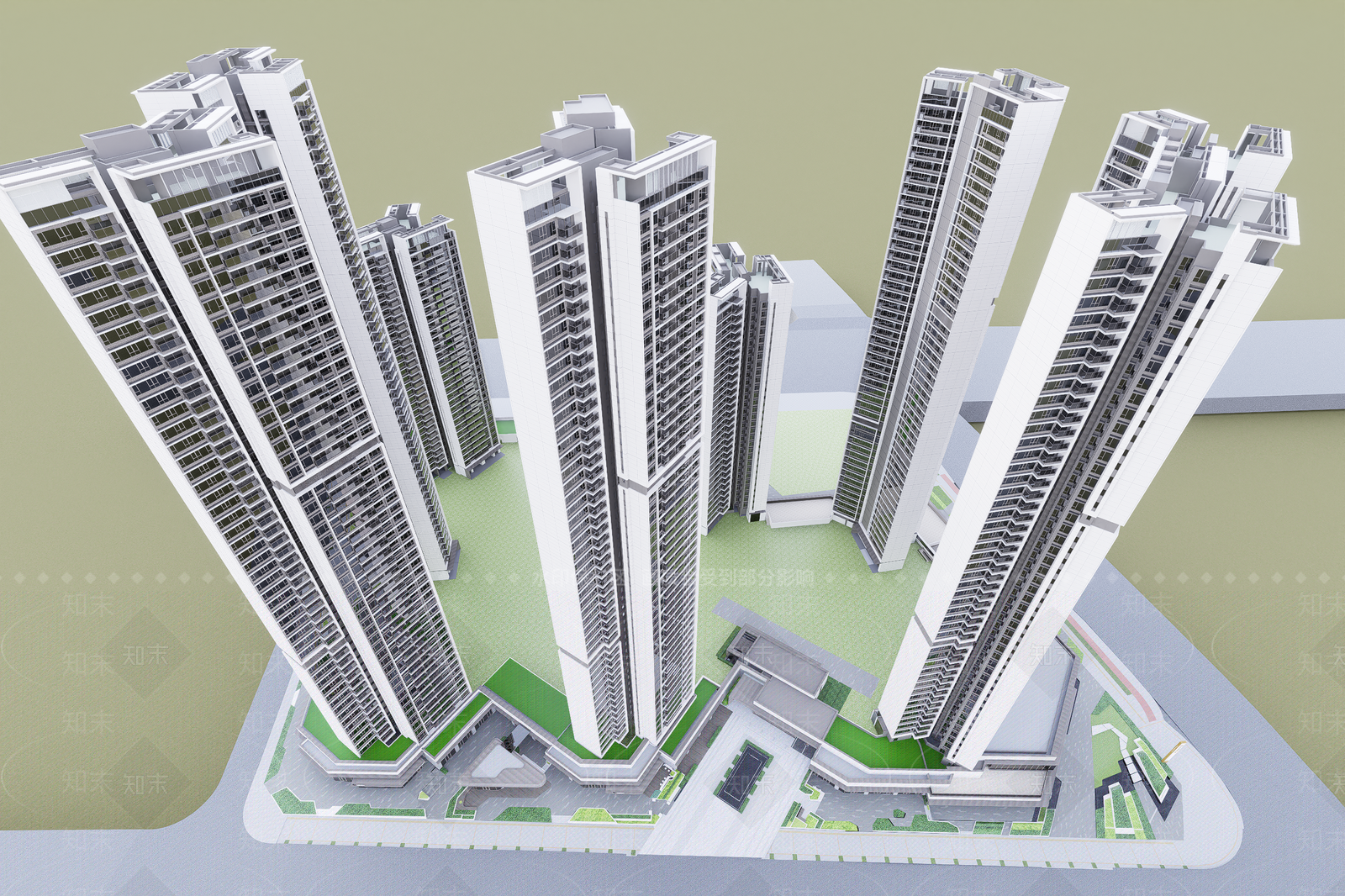 现代小区建筑SU模型下载【ID:1201493788】