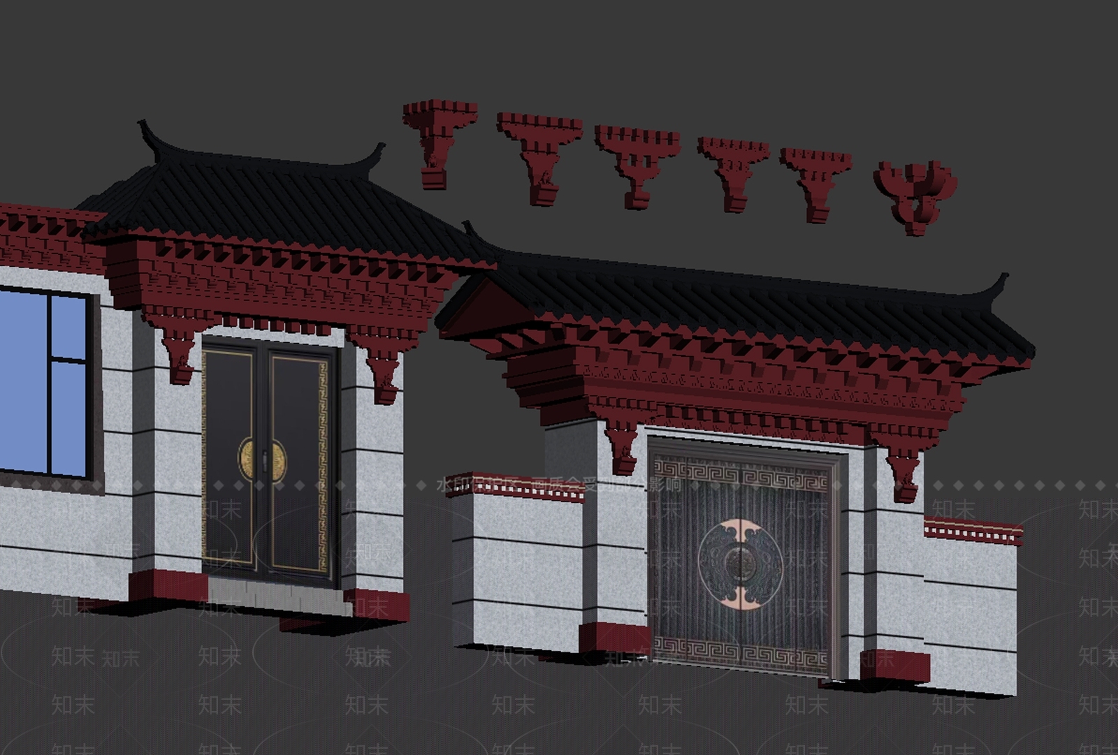 中式新中式屋檐SU模型下载【ID:1201493862】