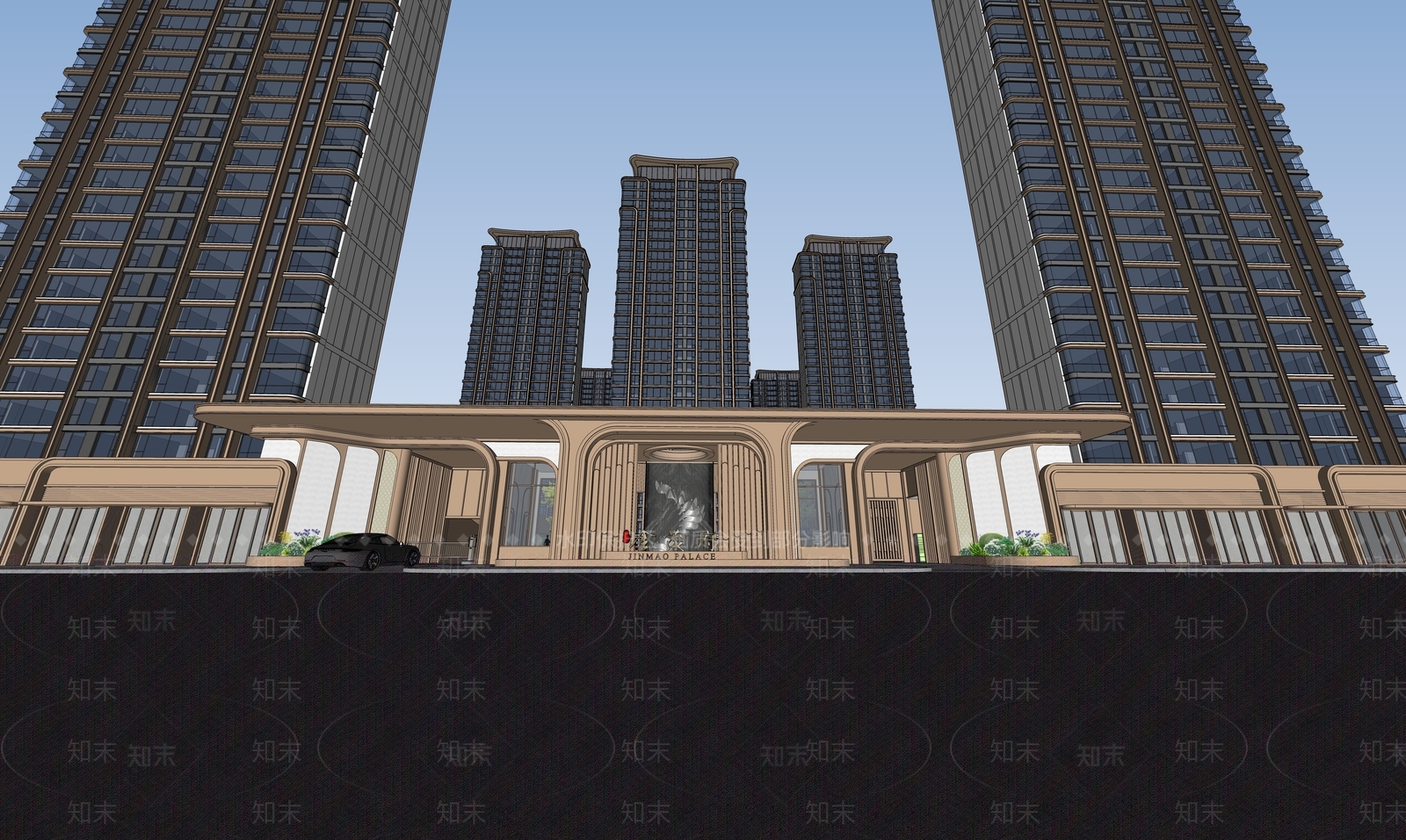 现代小区建筑SU模型下载【ID:1201493953】