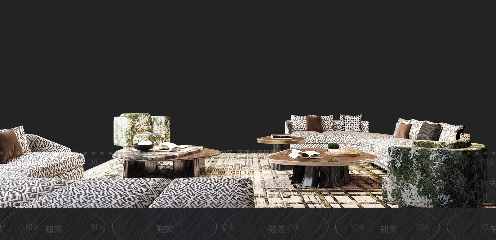 现代沙发组合3D模型下载【ID:1201498967】