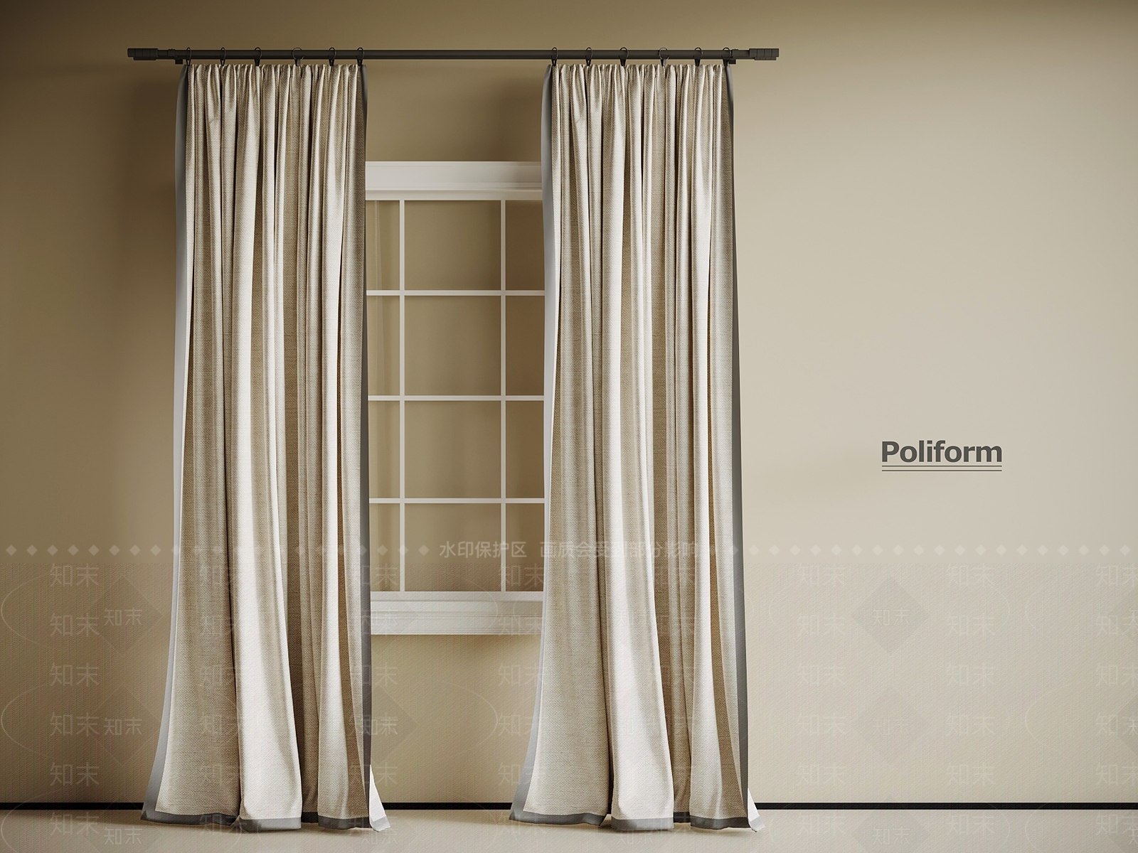 中古侘寂窗帘SU模型下载【ID:1201496086】