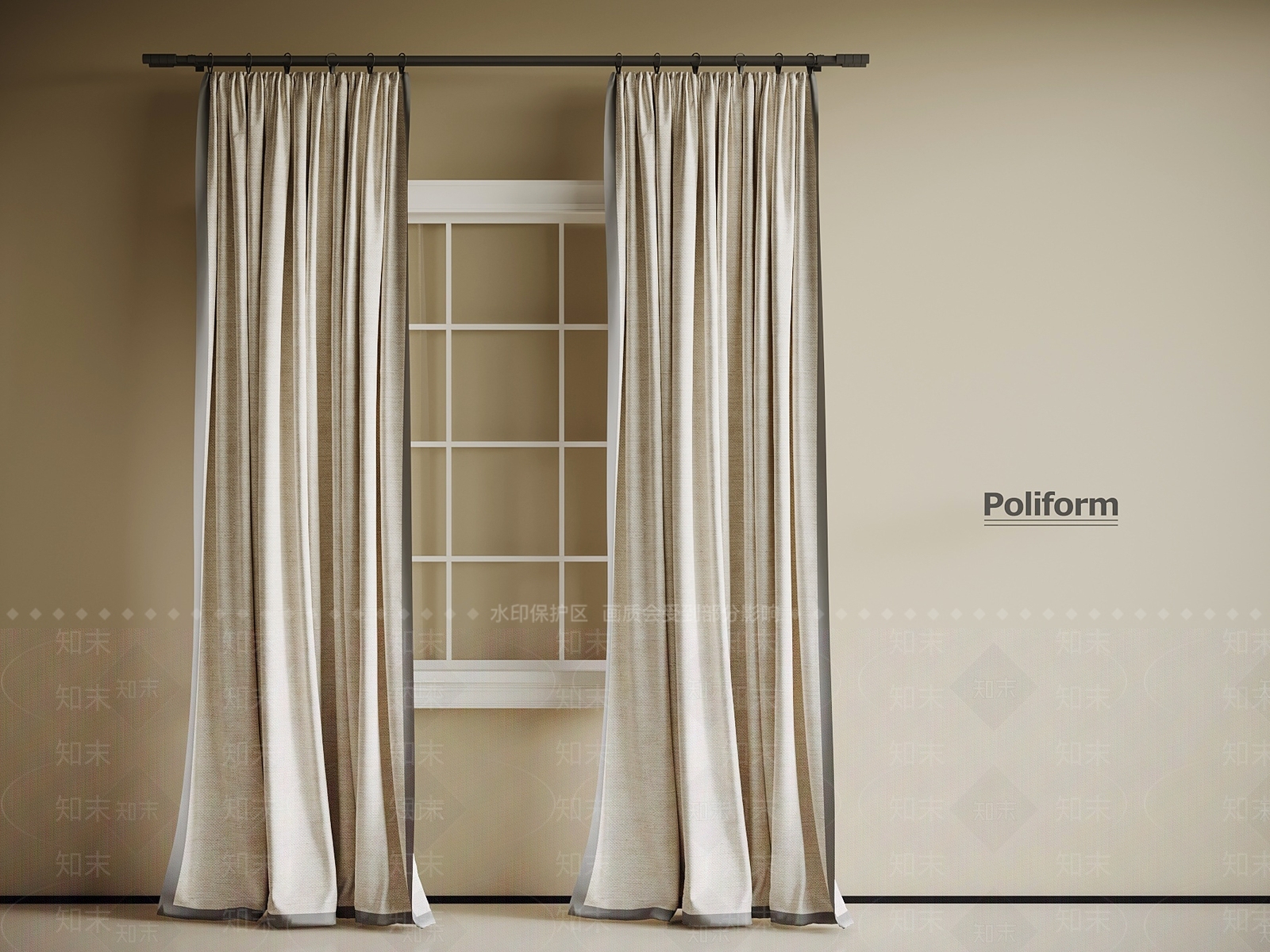 中古通用窗帘3D模型下载【ID:1201495922】