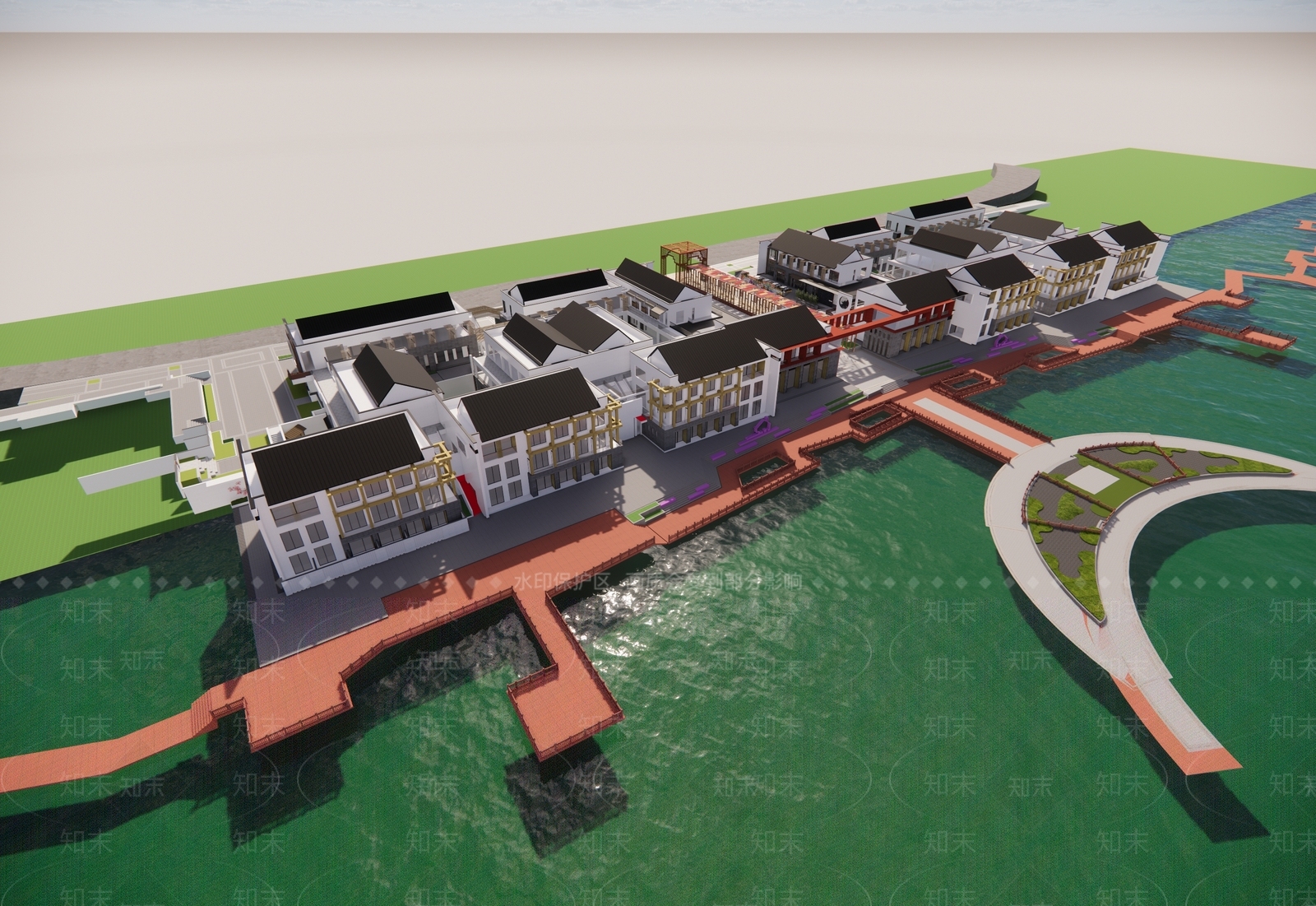 新中式商业街SU模型下载【ID:1201497503】