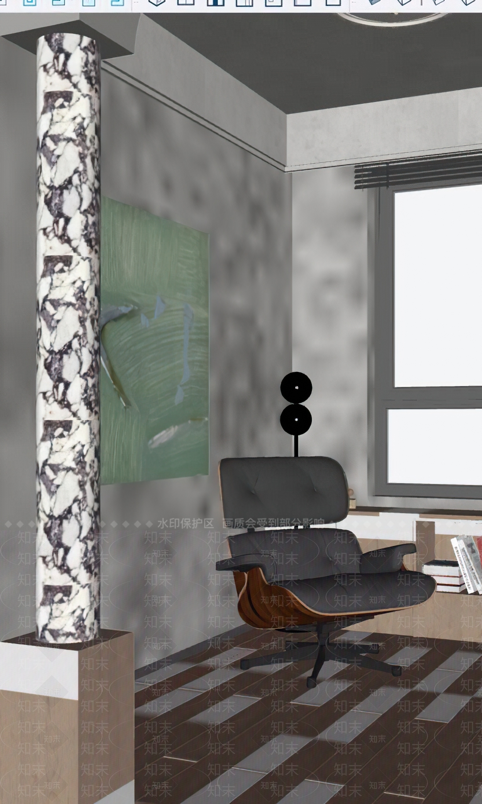 现代书房SU模型下载【ID:1201497369】