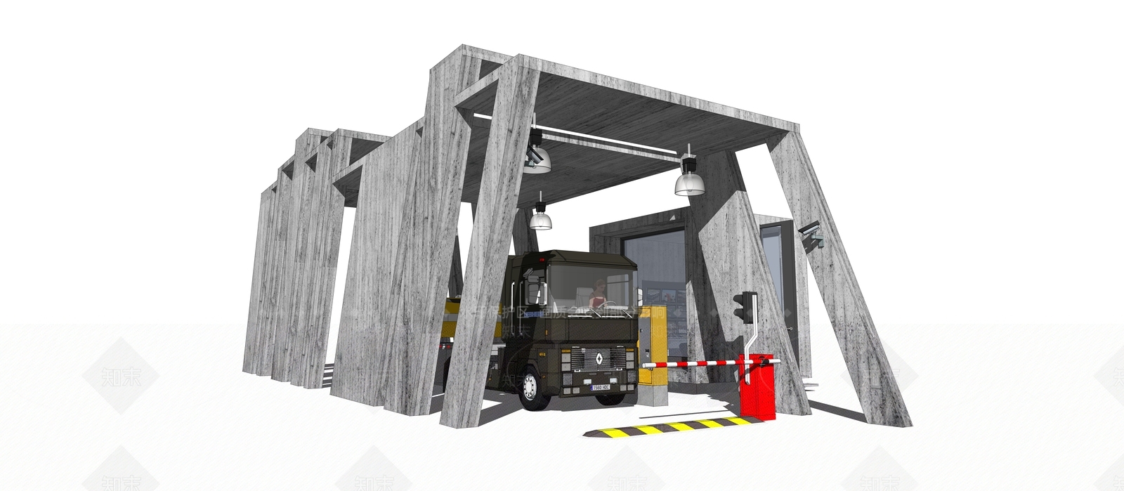 现代工业收费站SU模型下载【ID:1201501867】