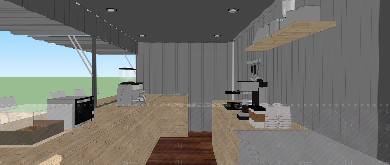 现代工业餐饮建筑SU模型下载【ID:1201502420】