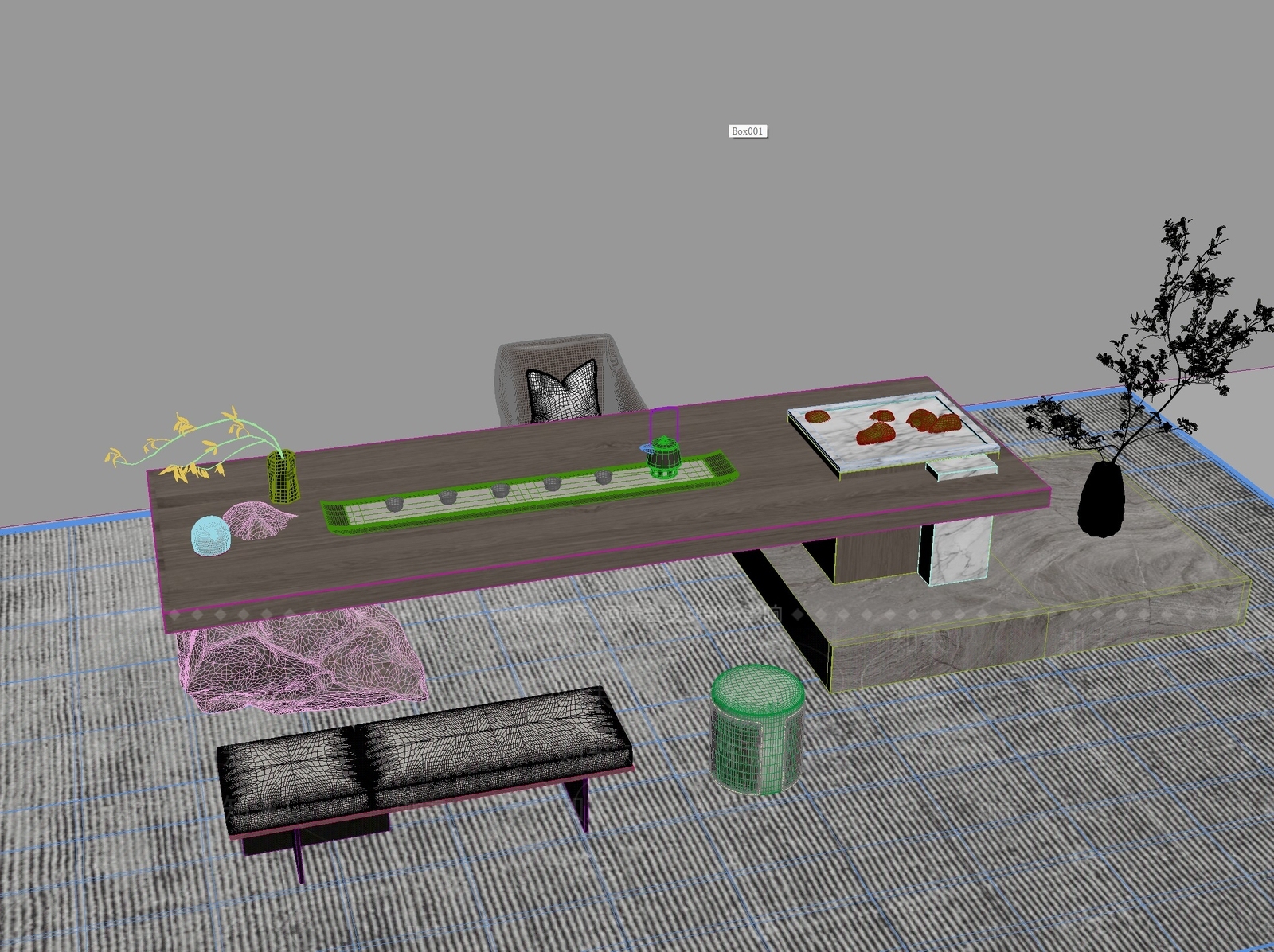 新中式中式茶桌椅3D模型下载【ID:1201503066】