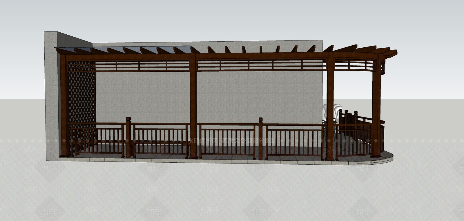 现代新中式廊架SU模型下载【ID:1201503753】