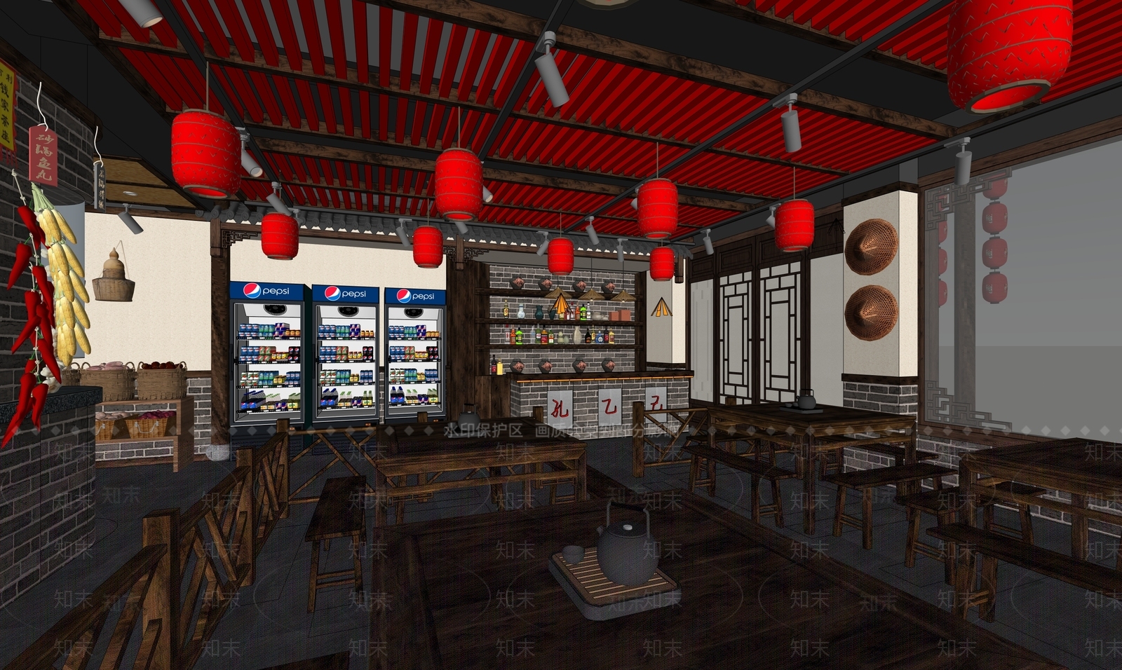 中式中餐厅SU模型下载【ID:1201503706】
