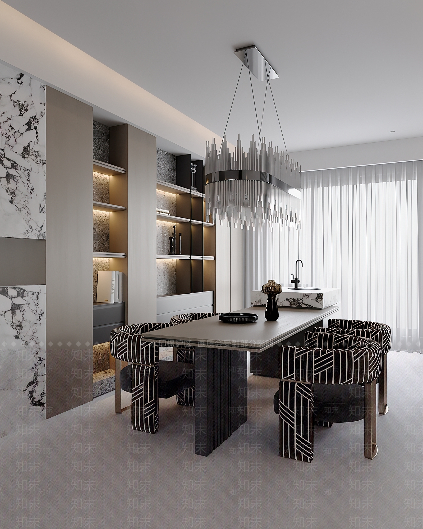 现代极简家居餐厅3D模型下载【ID:1201506320】