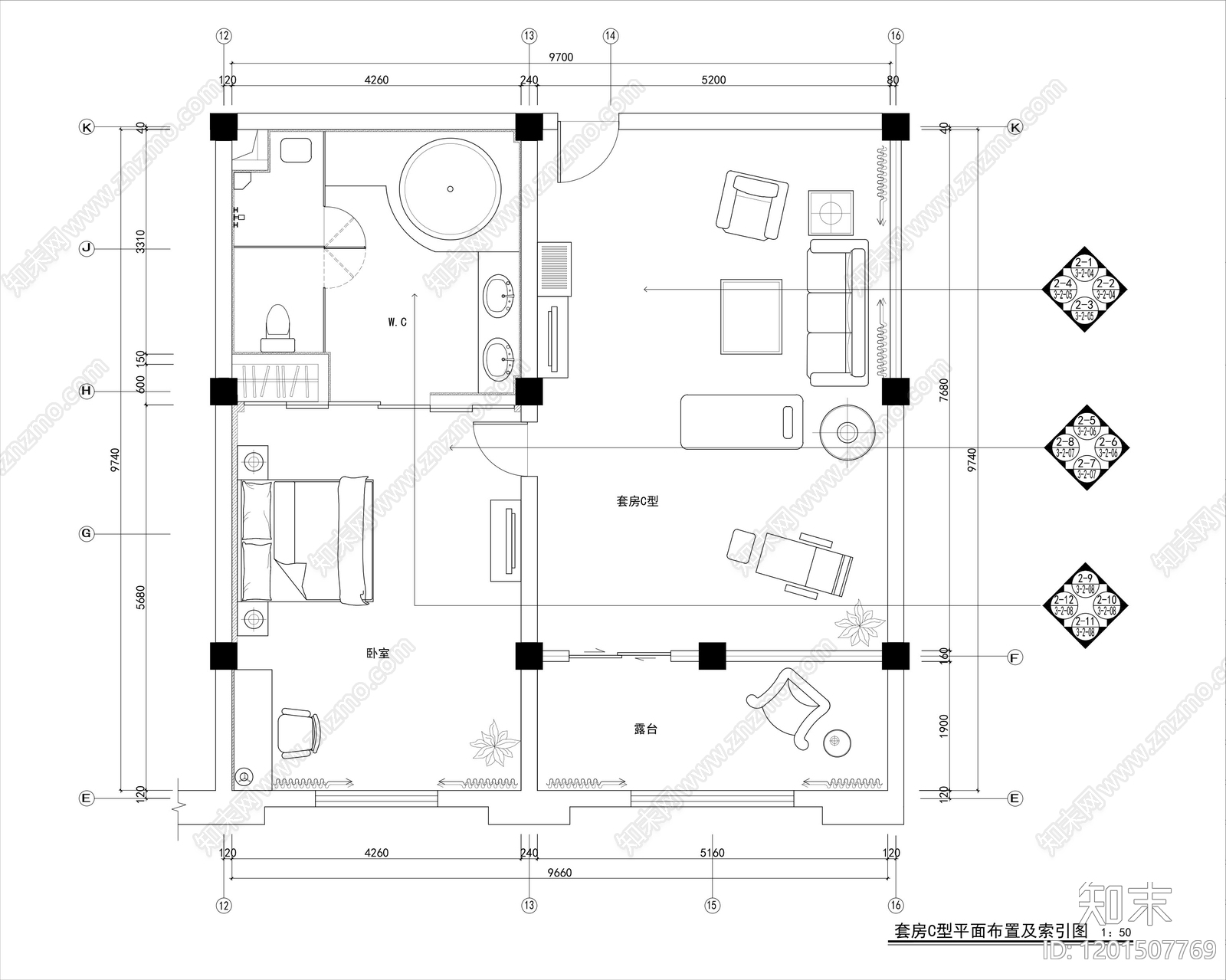 酒店套房施工图下载【ID:1201507769】