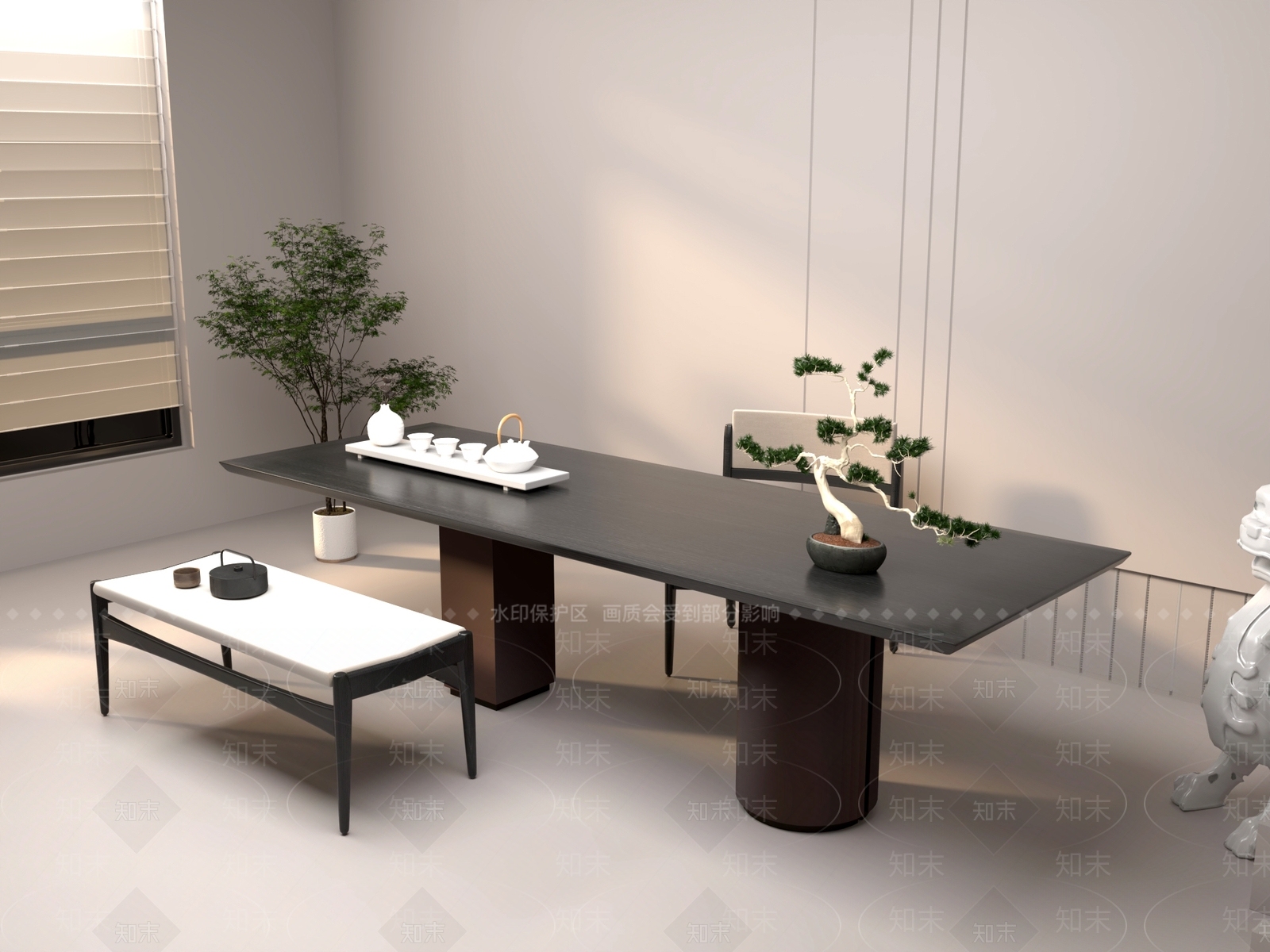 新中式中式茶桌椅3D模型下载【ID:1201508895】