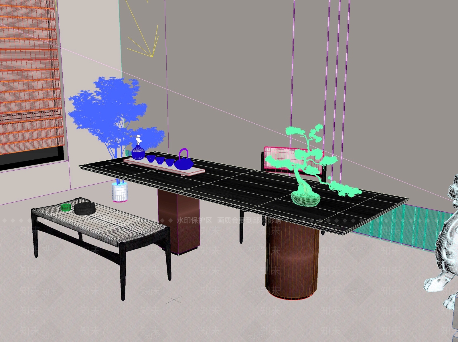 新中式中式茶桌椅3D模型下载【ID:1201508895】