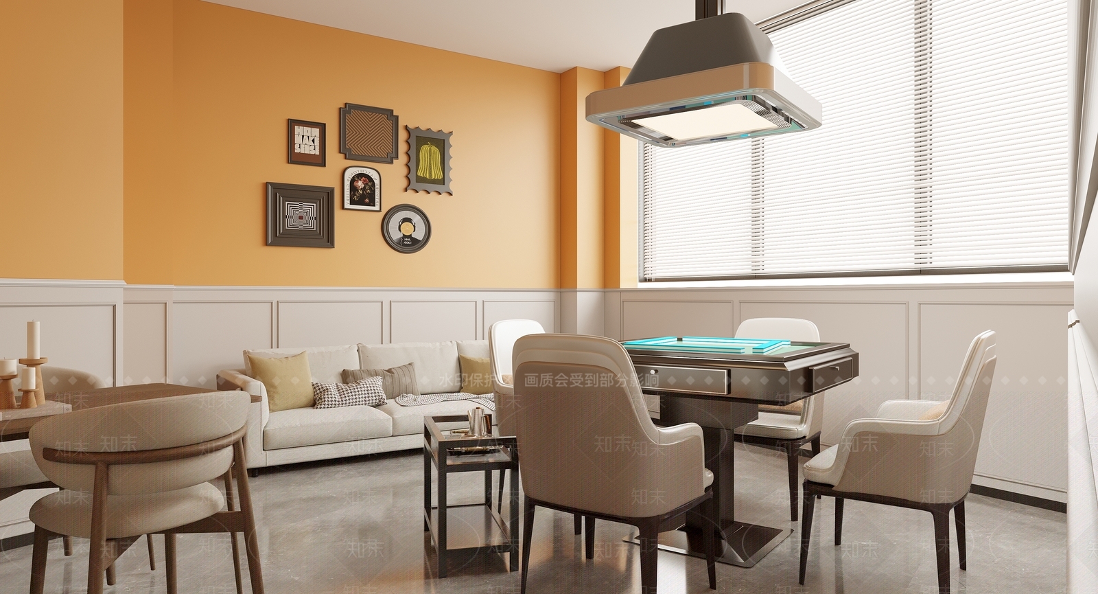 法式奶油棋牌室3D模型下载【ID:1201509307】