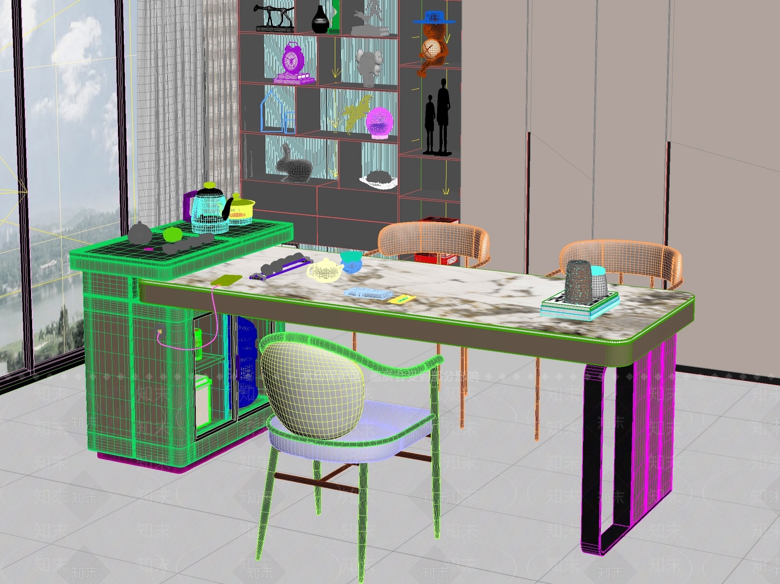 新中式中式茶桌椅3D模型下载【ID:1201509346】