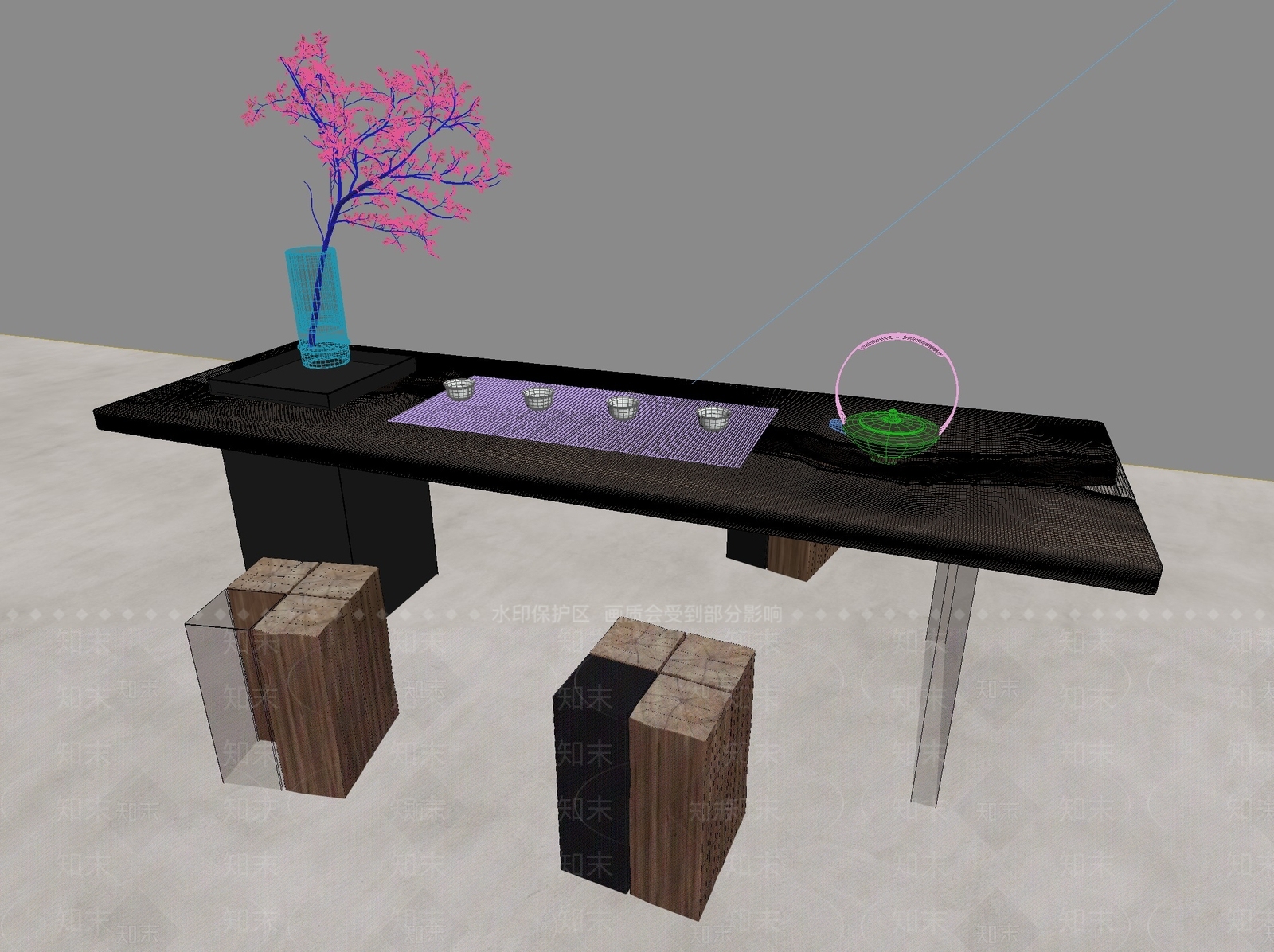 新中式中式茶桌椅3D模型下载【ID:1201509961】