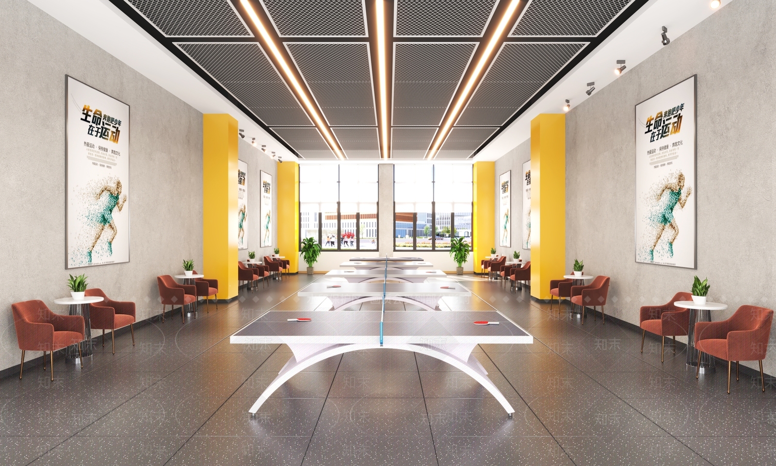 现代乒乓球室3D模型下载【ID:1201510658】