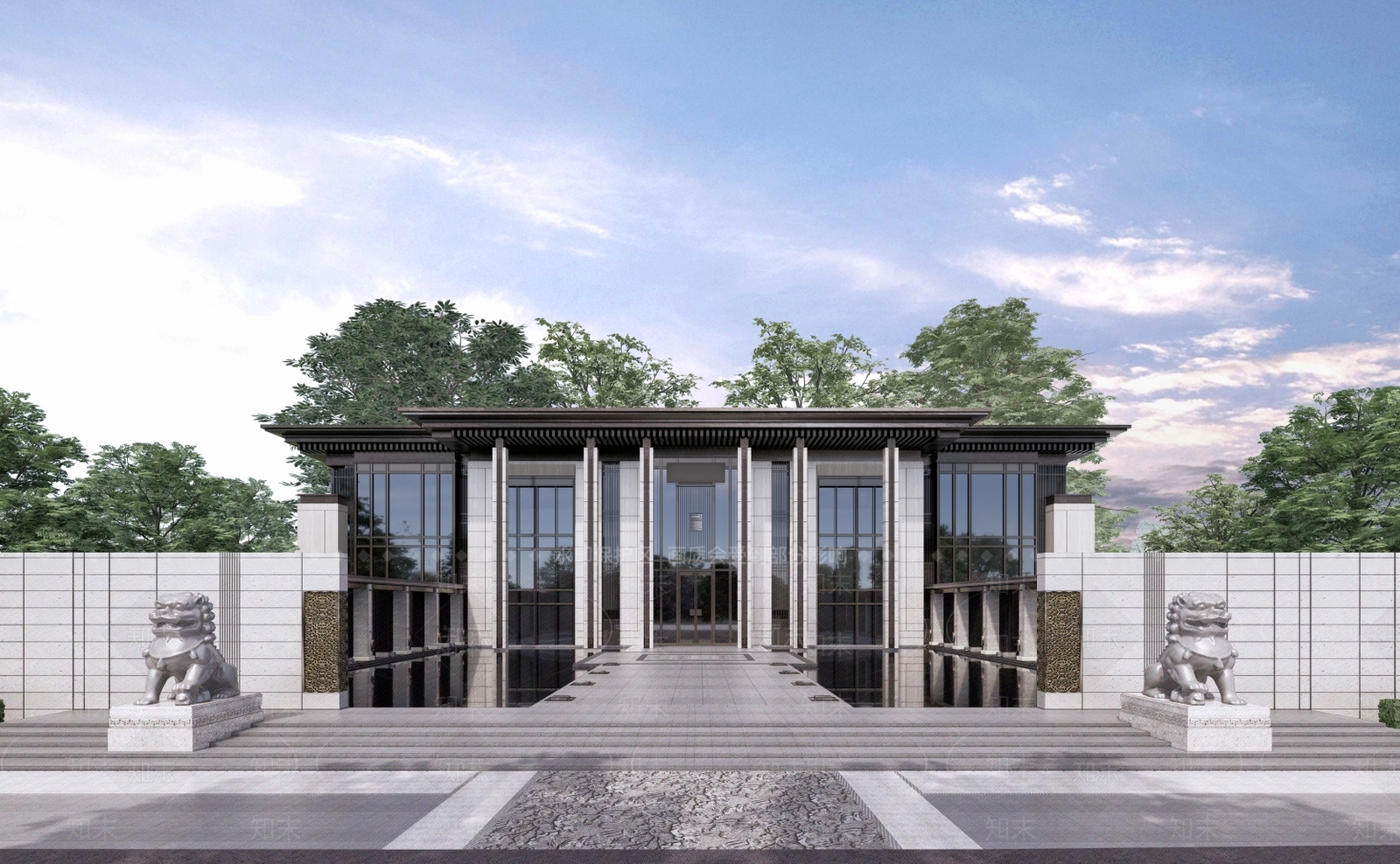 新中式现代小区建筑SU模型下载【ID:1201511815】
